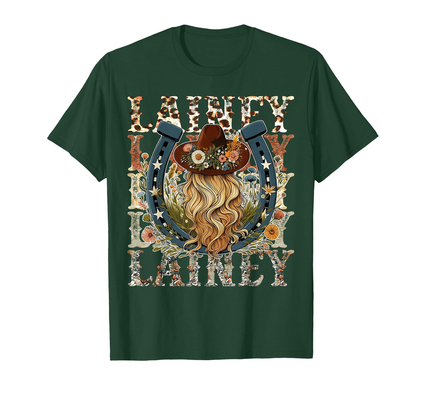 Lainey First Name Personalized Birthday Cowgirl Black Retro Unisex-Kids/Adults T-Shirt