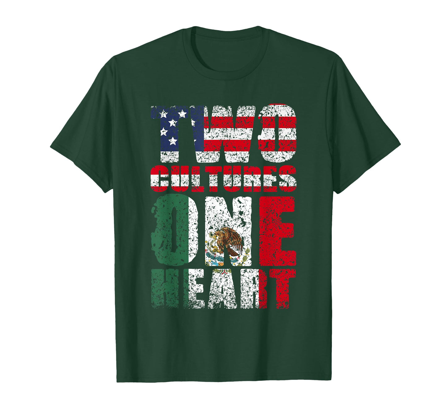 Two Cultures One Heart America Usa Mexico Mexican American T-Shirt