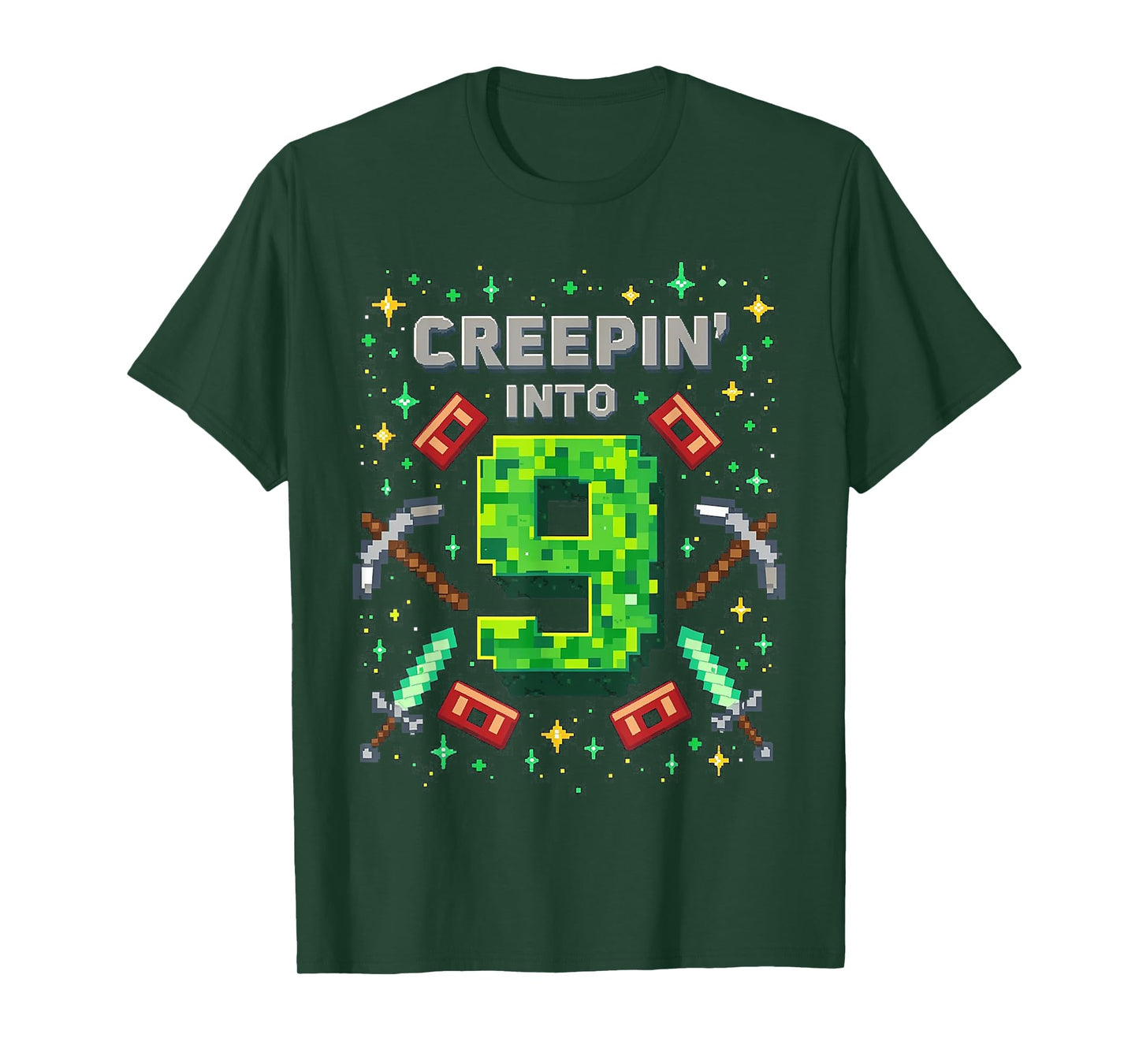 It's My 9th Birthday Boy Gamer Creepin’ Into 9 Gamer Pixel T-Shirt
