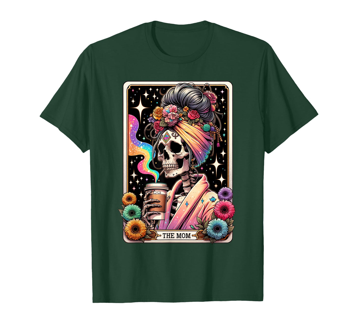 The Mom Funny Tarot Card Women Messy Bun Coffee Mommy Mama T-Shirt