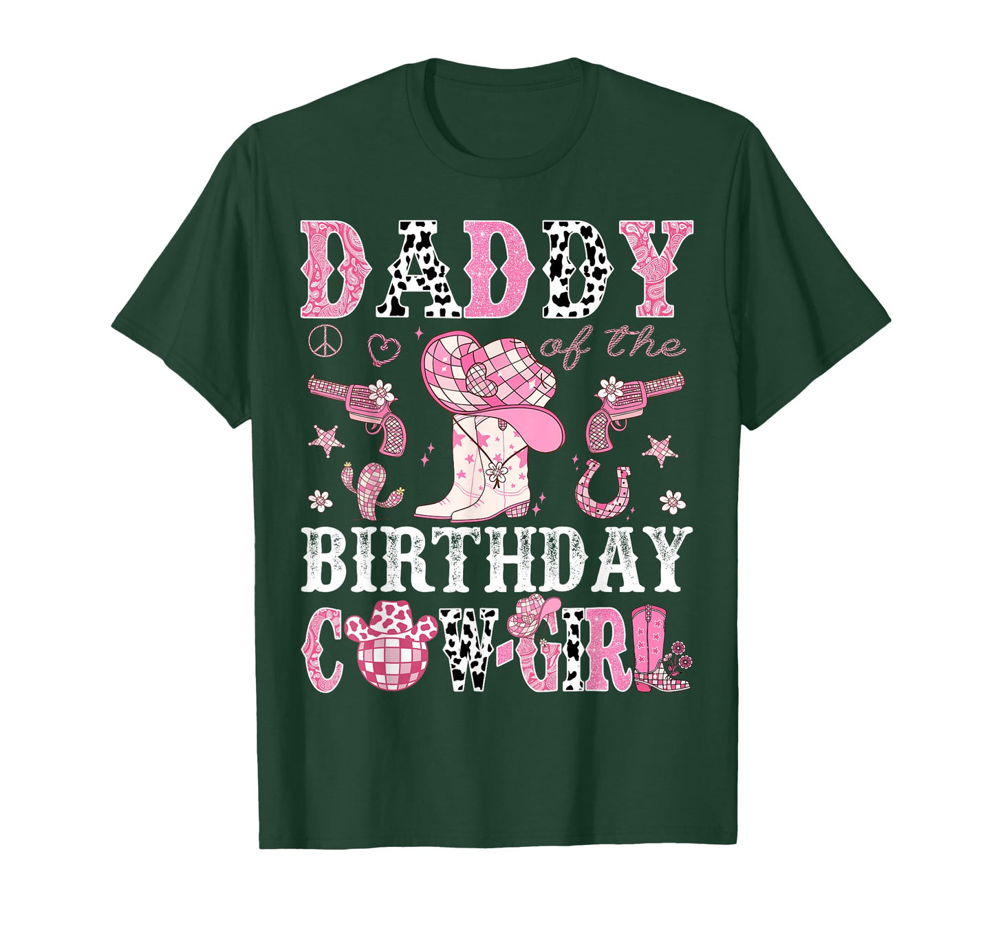Daddy Of The Birthday Cow-Girl Pink Disco Rodeo Western T-Shirt