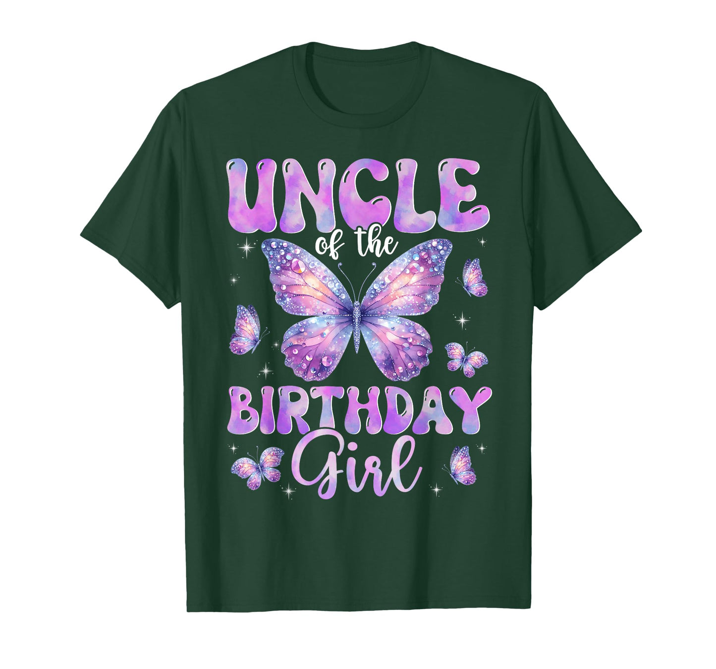 Uncle Of The Birthday Girl Butterfly Family Matching T-Shirt