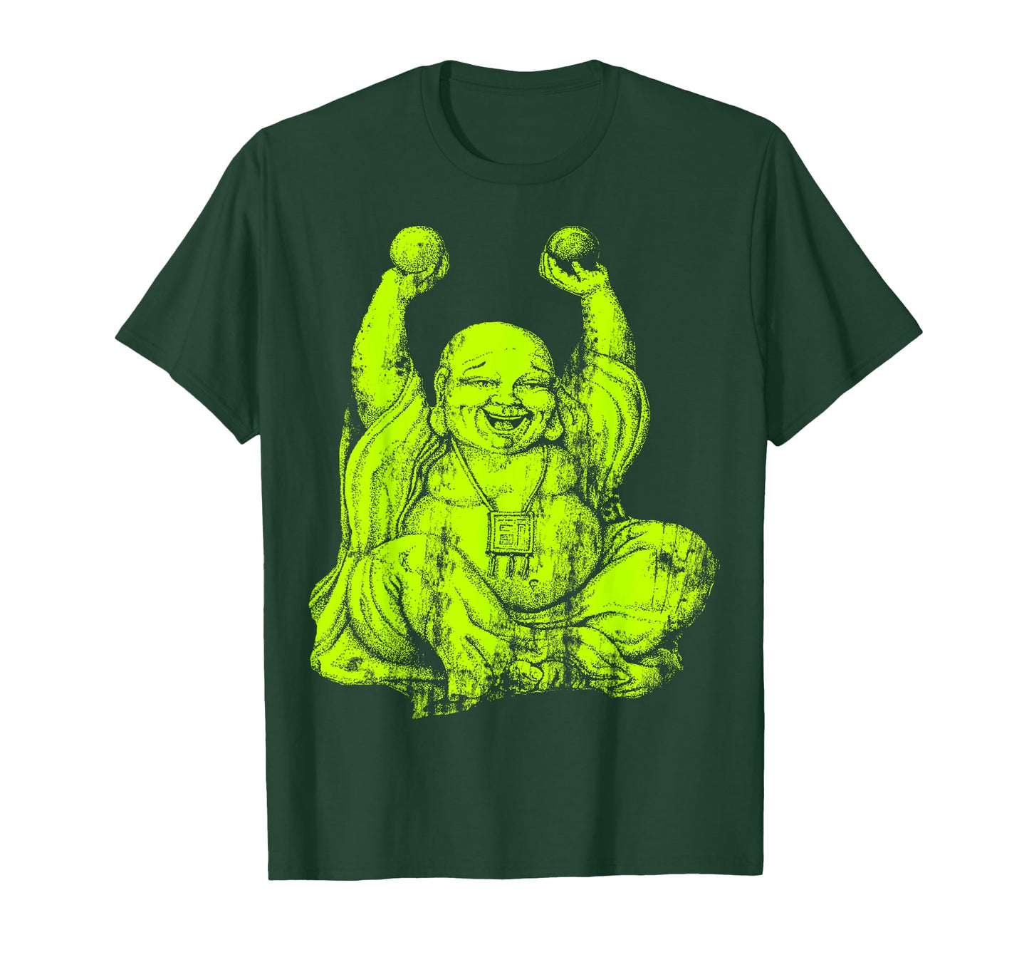 Neon Green Laughing Buddha Yoga T-Shirt