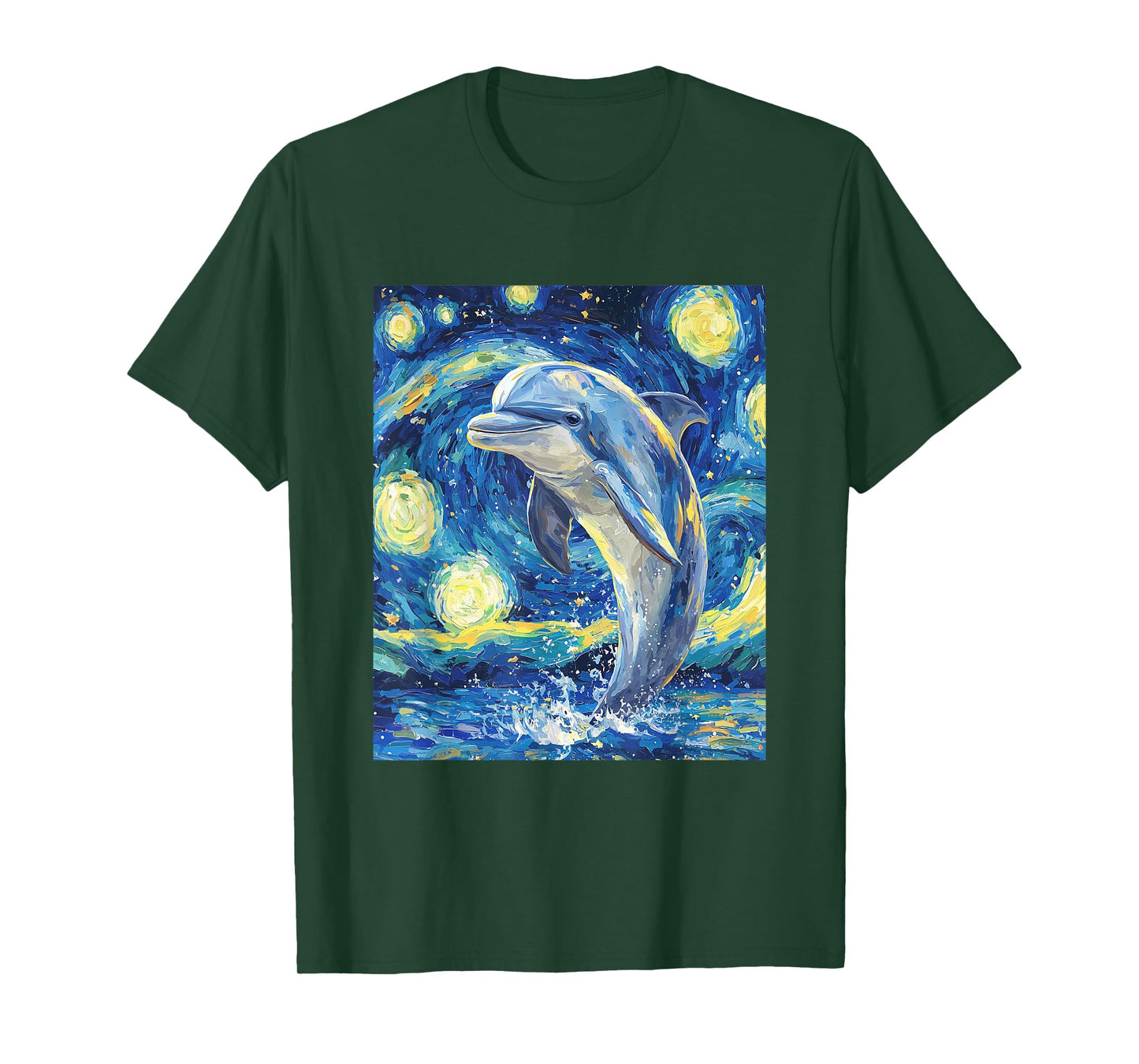Cute Dolphin - Van Gogh Style - Starry Night Graphic T-Shirt