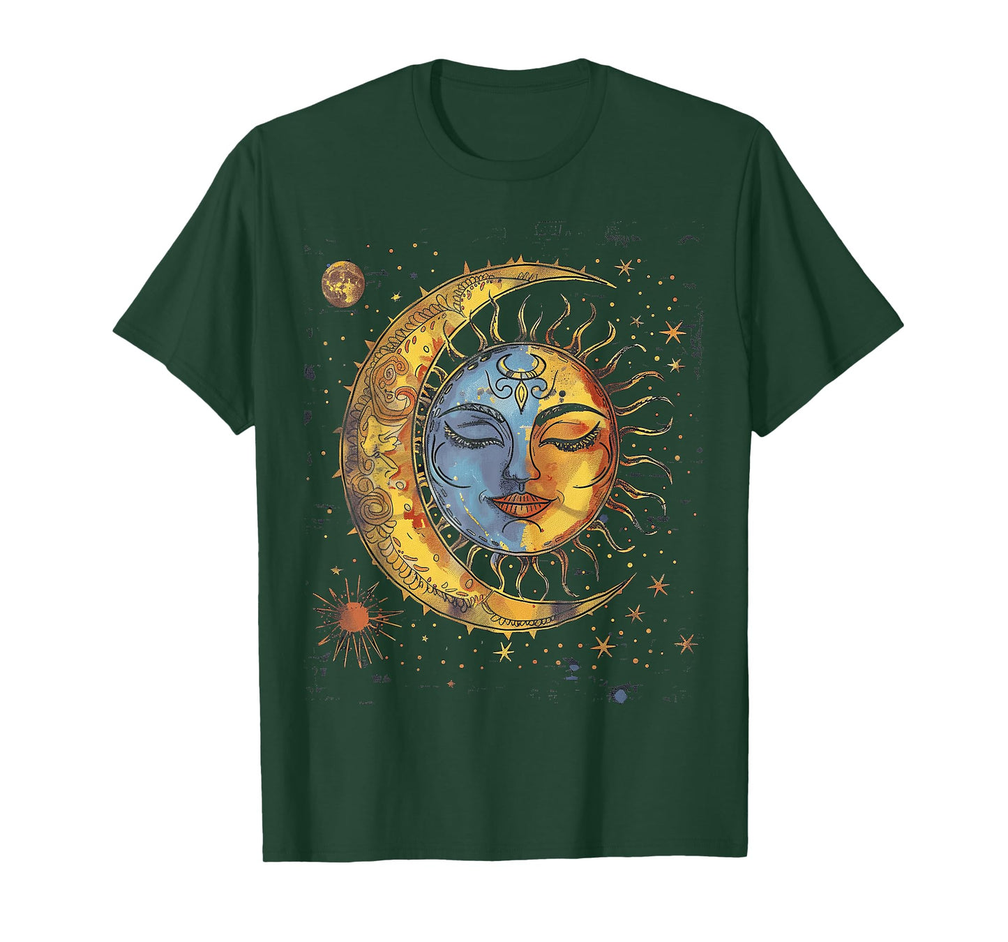 mystic sun and moon woman mystical flowers aesthetic T-Shirt