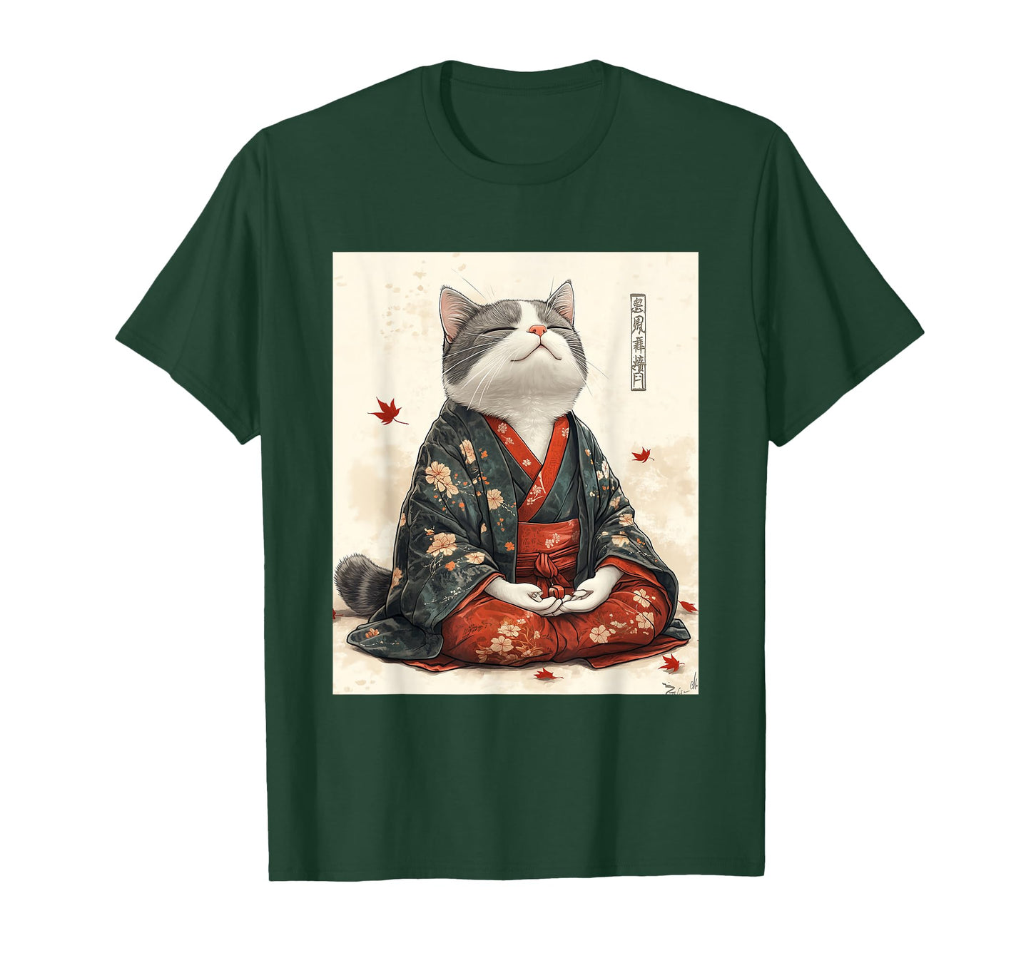 Zen Cat T-Shirt - Meditating Japanese Art Style Graphic Tee Men Women Kids T-Shirt