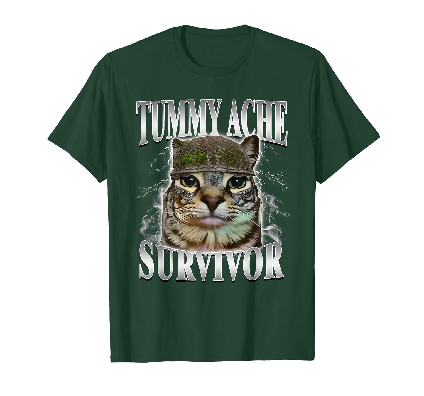 Tummy Ache Survivor Funny Cat Meme T-Shirt