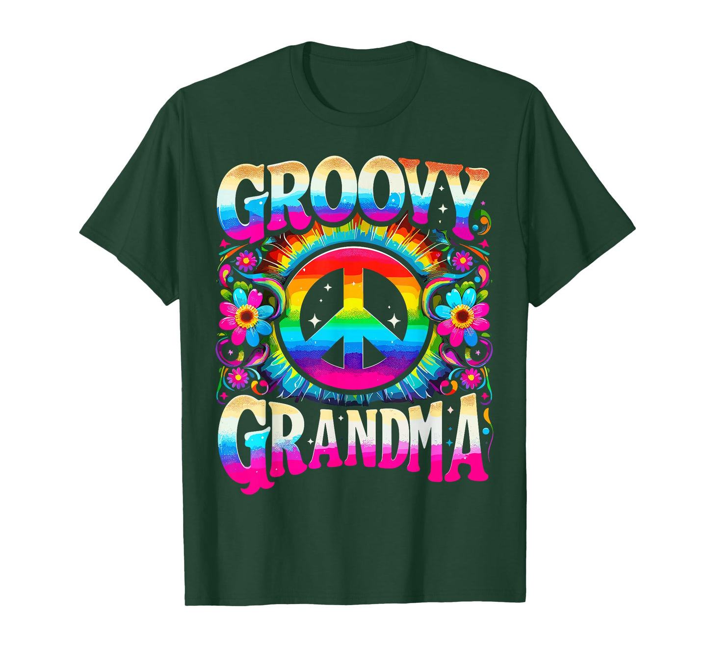 Hippie Tie Dye Peace Sign Groovy Grandma T-Shirt