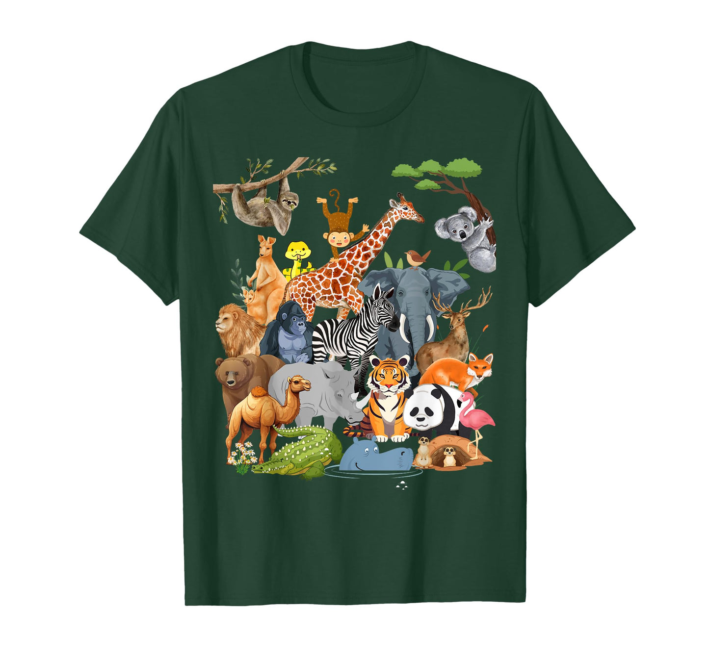 Men Women and Kids Wildlife Zoo Day Party Cute 22 Animals T-Shirt