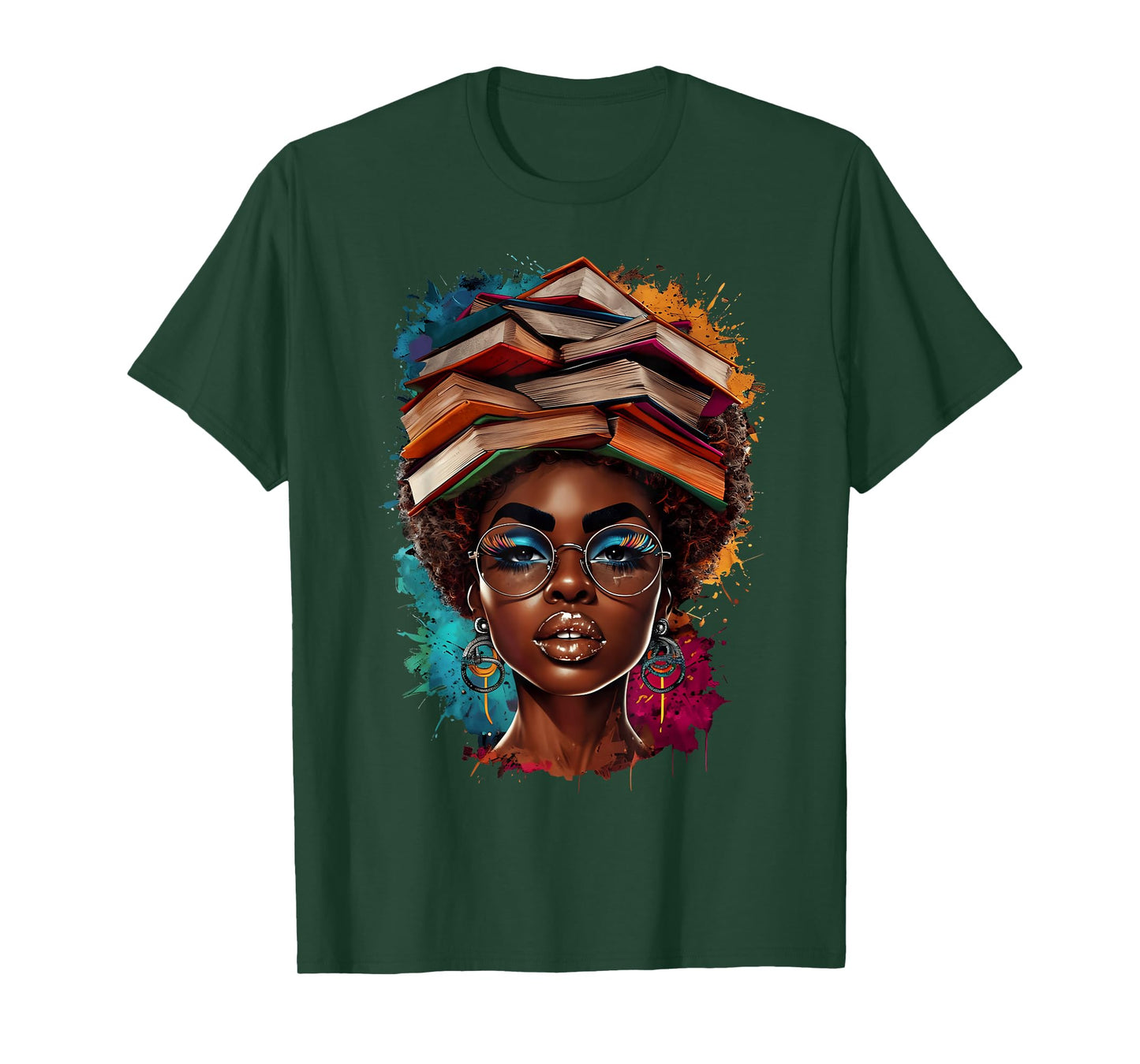 Melanin Black Girl Afro Book Lover Librarian Teacher Student T-Shirt