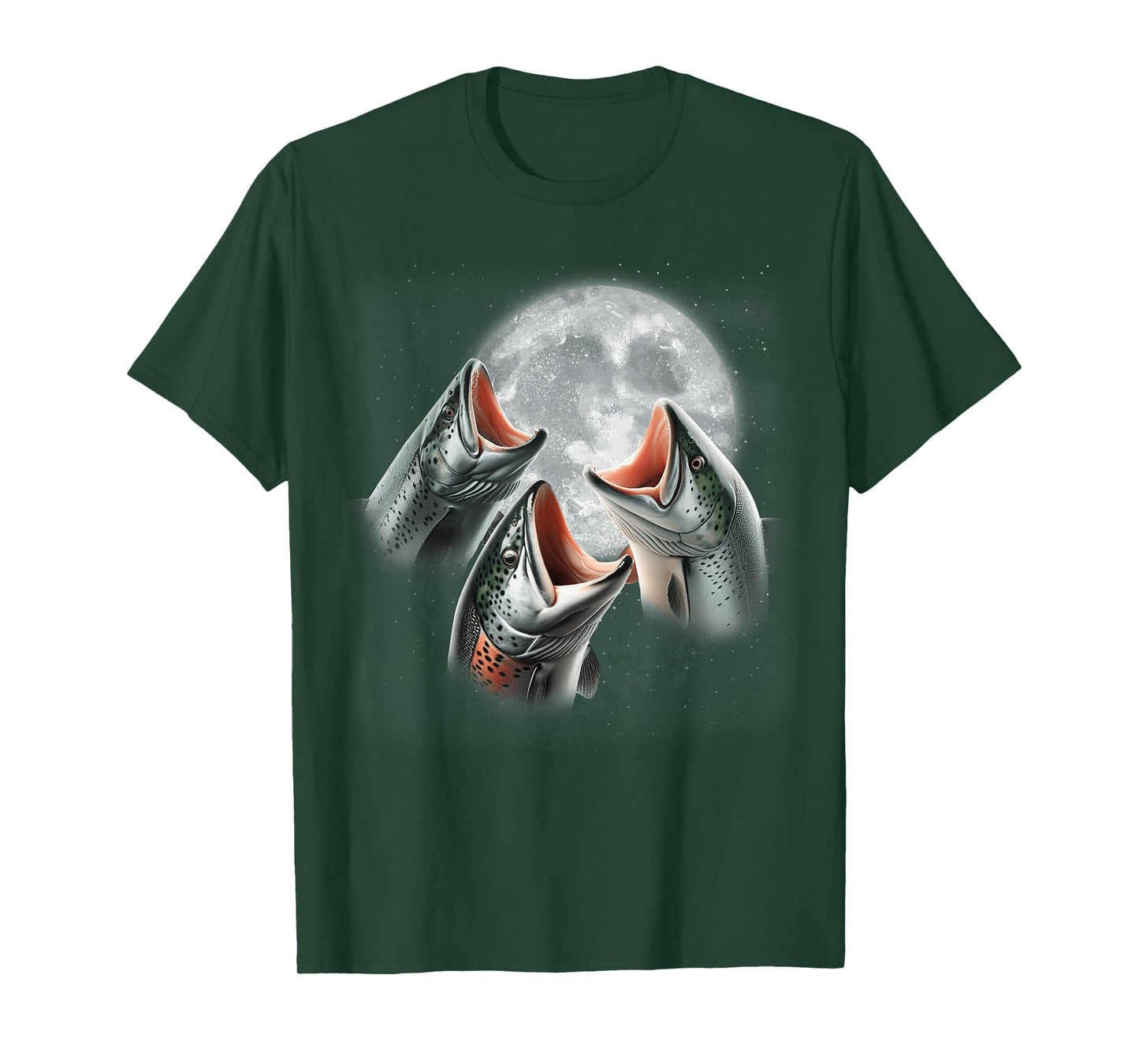 3 Salmon Fish Howling At The Moon Funny Salmon Fishing Lover T-Shirt