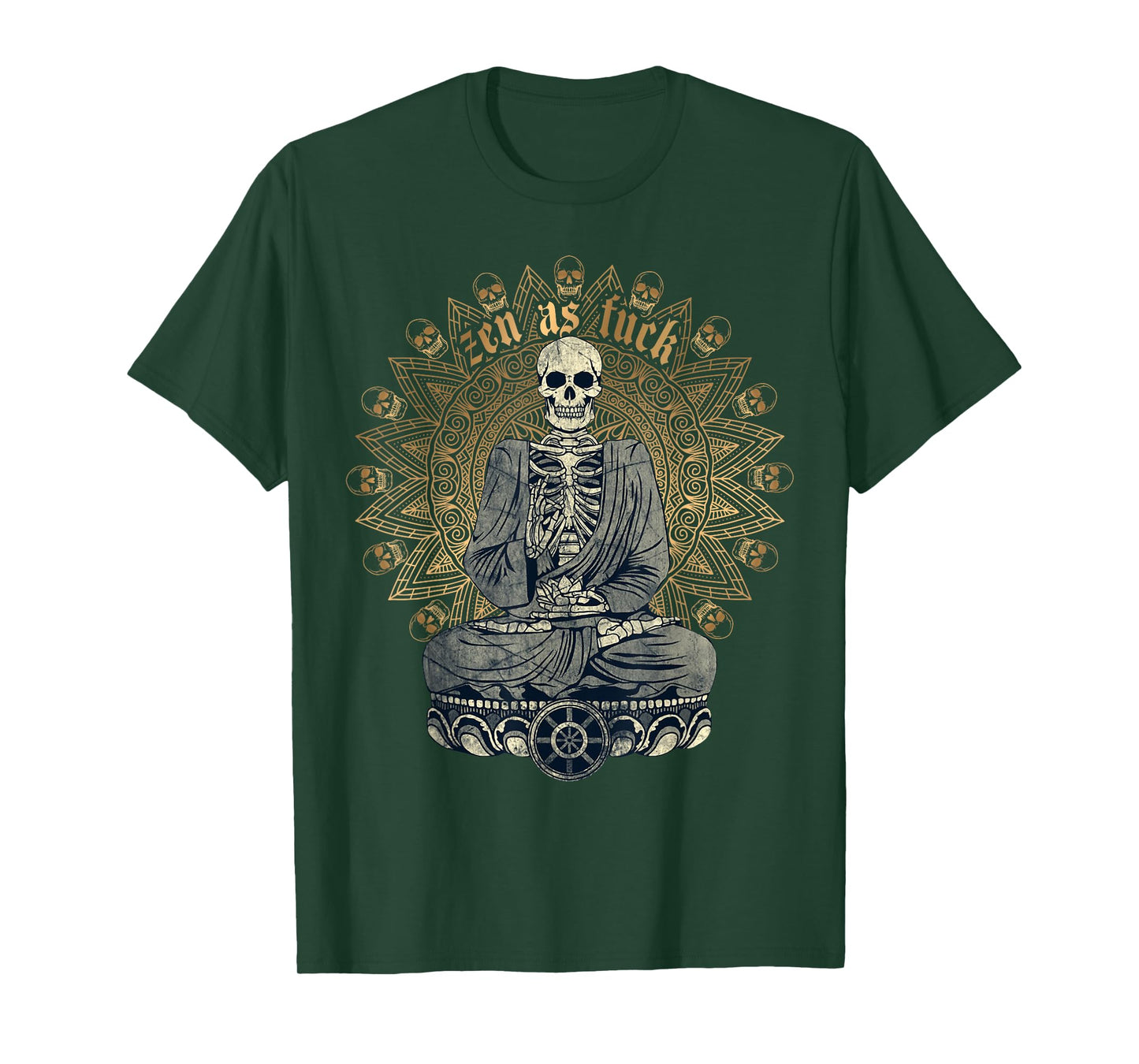Zen As Fuck Funny Buddhist Yoga Skeleton Meditation Sarcasm T-Shirt