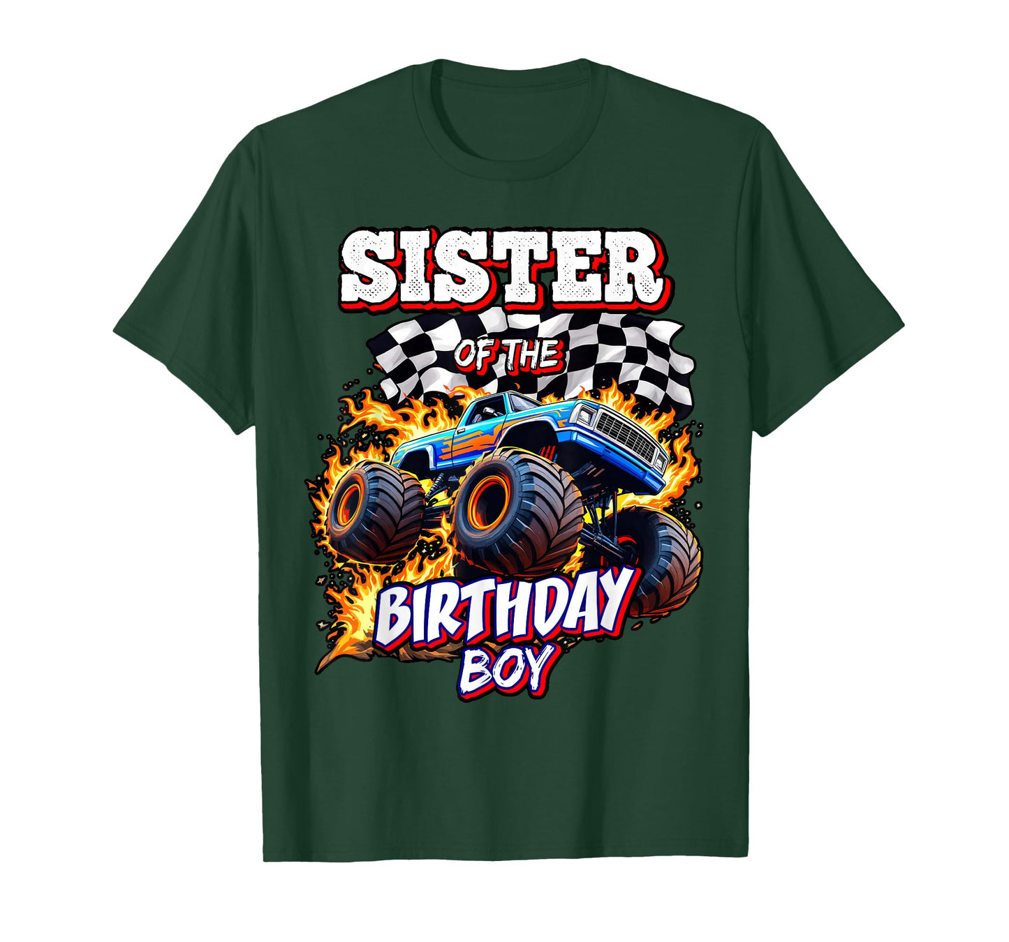 Sister of the Birthday Boy Monster Truck Birthday Party T-Shirt