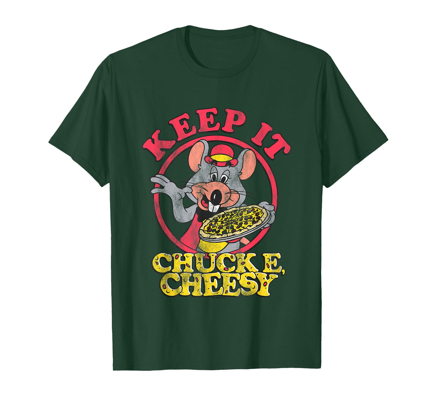 Chuck E. Cheese Keep It Cheesy Distressed Big Chest Logo T-Shirt
