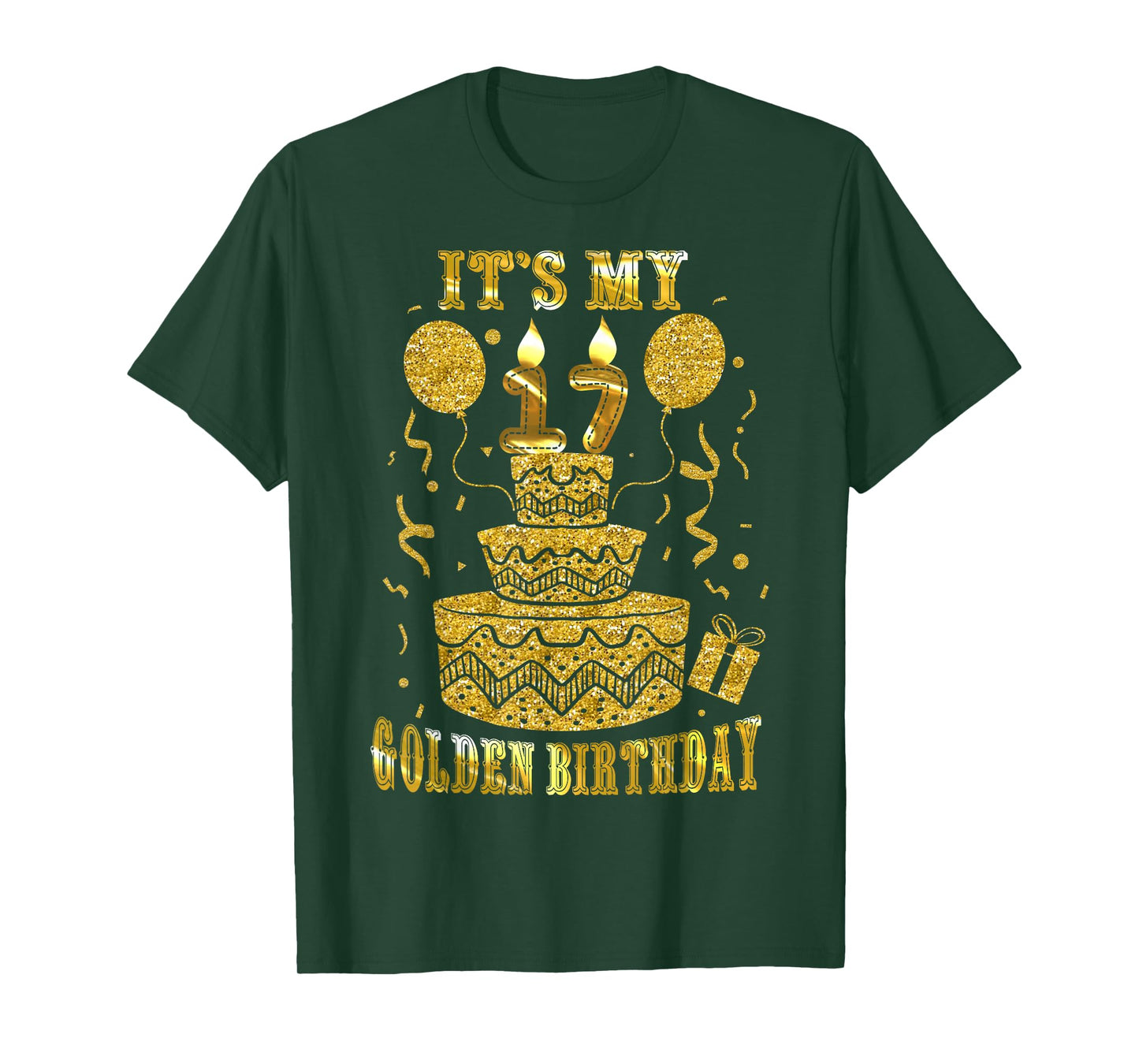It's My 17 Golden Birthday Happy 17 Years Old Teen Boy Girl T-Shirt