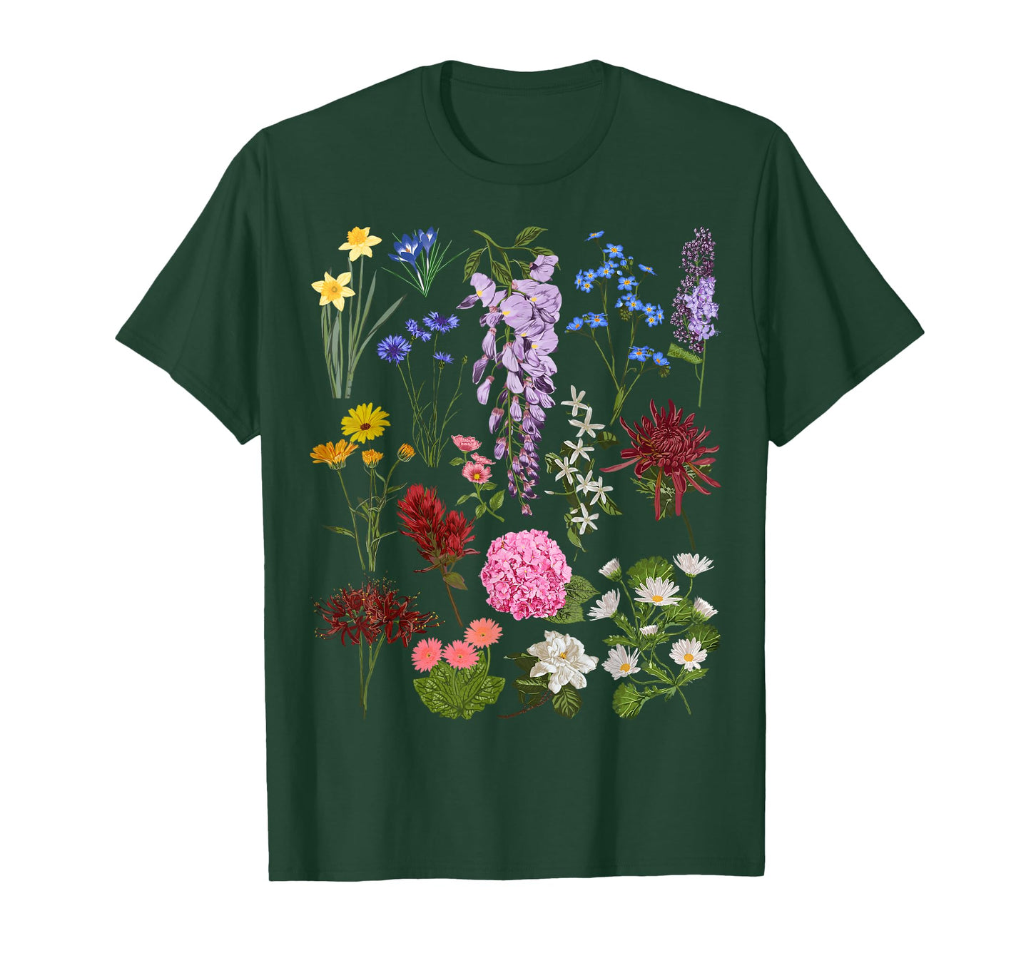 Vintage Flower Botanical Illustration Chart Plant T-Shirt