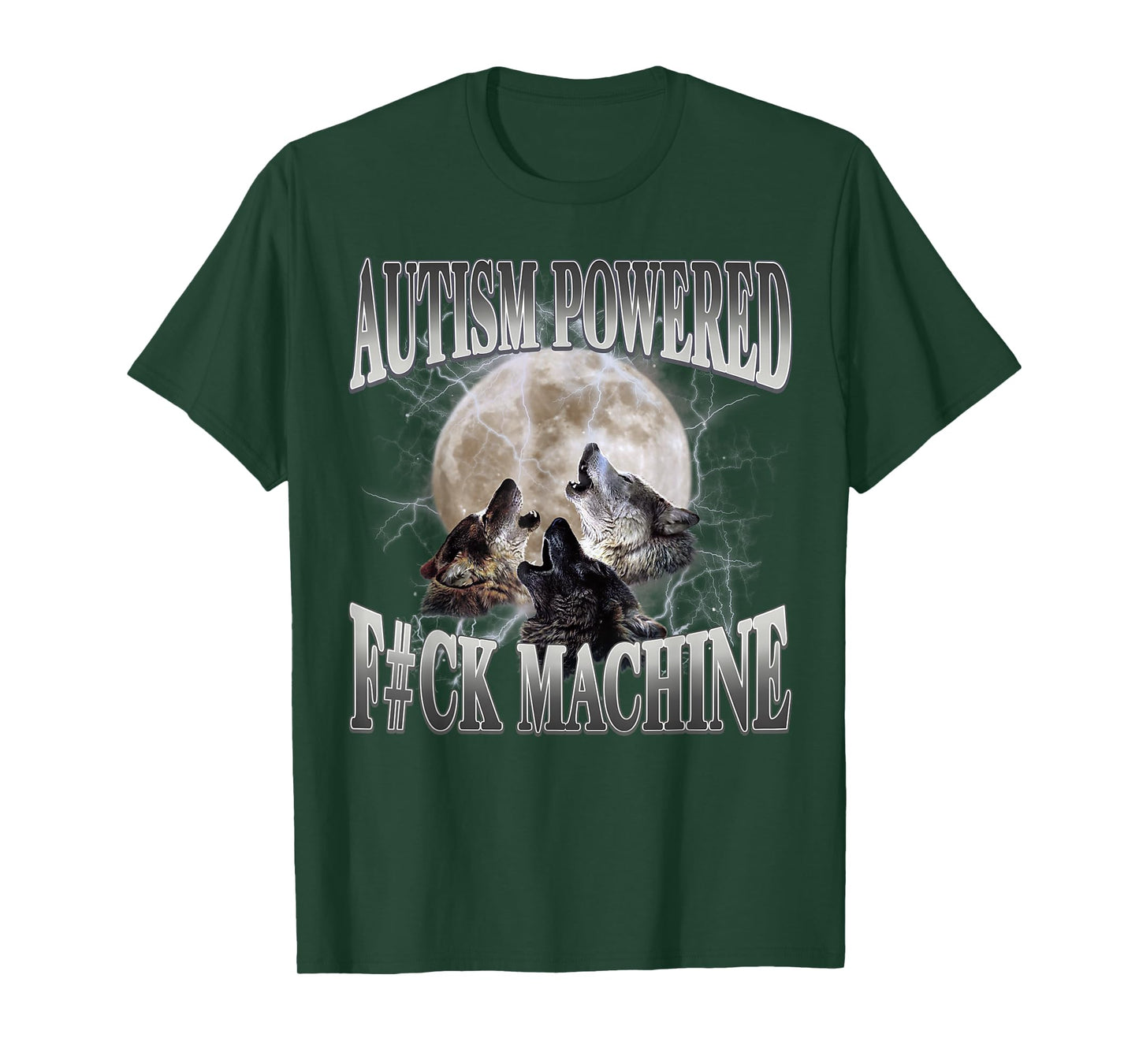 Autism Powered F#Ck Machine Funny Meme Wolf Autistic Retro T-Shirt