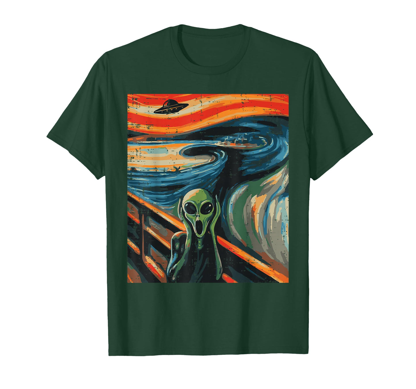 Alien Scream Painting Funny UFO Space Art Women Men Kids T-Shirt