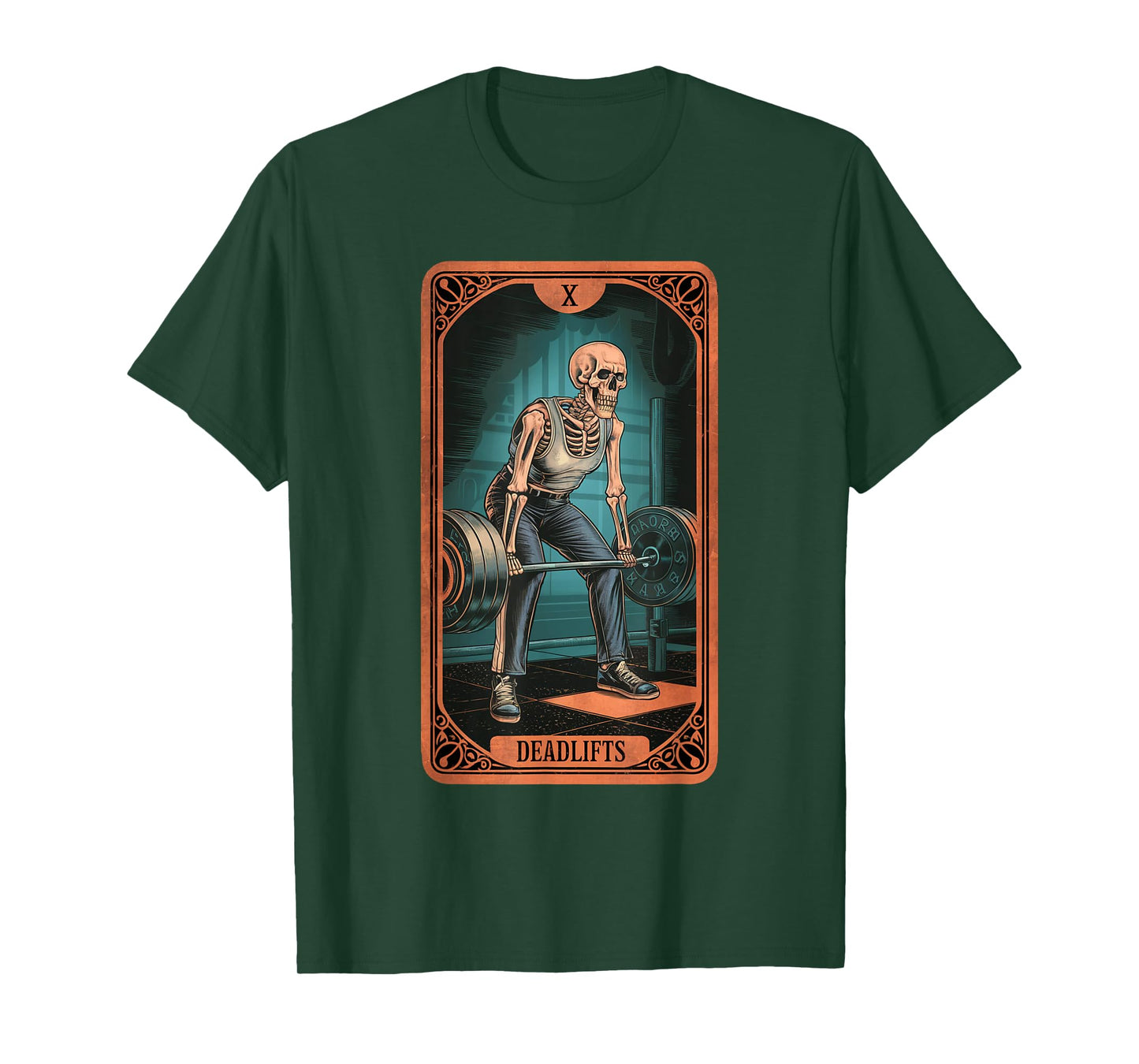 Tarot Skeleton Card Deadlifts Powerlifting Weightlifting Gym T-Shirt