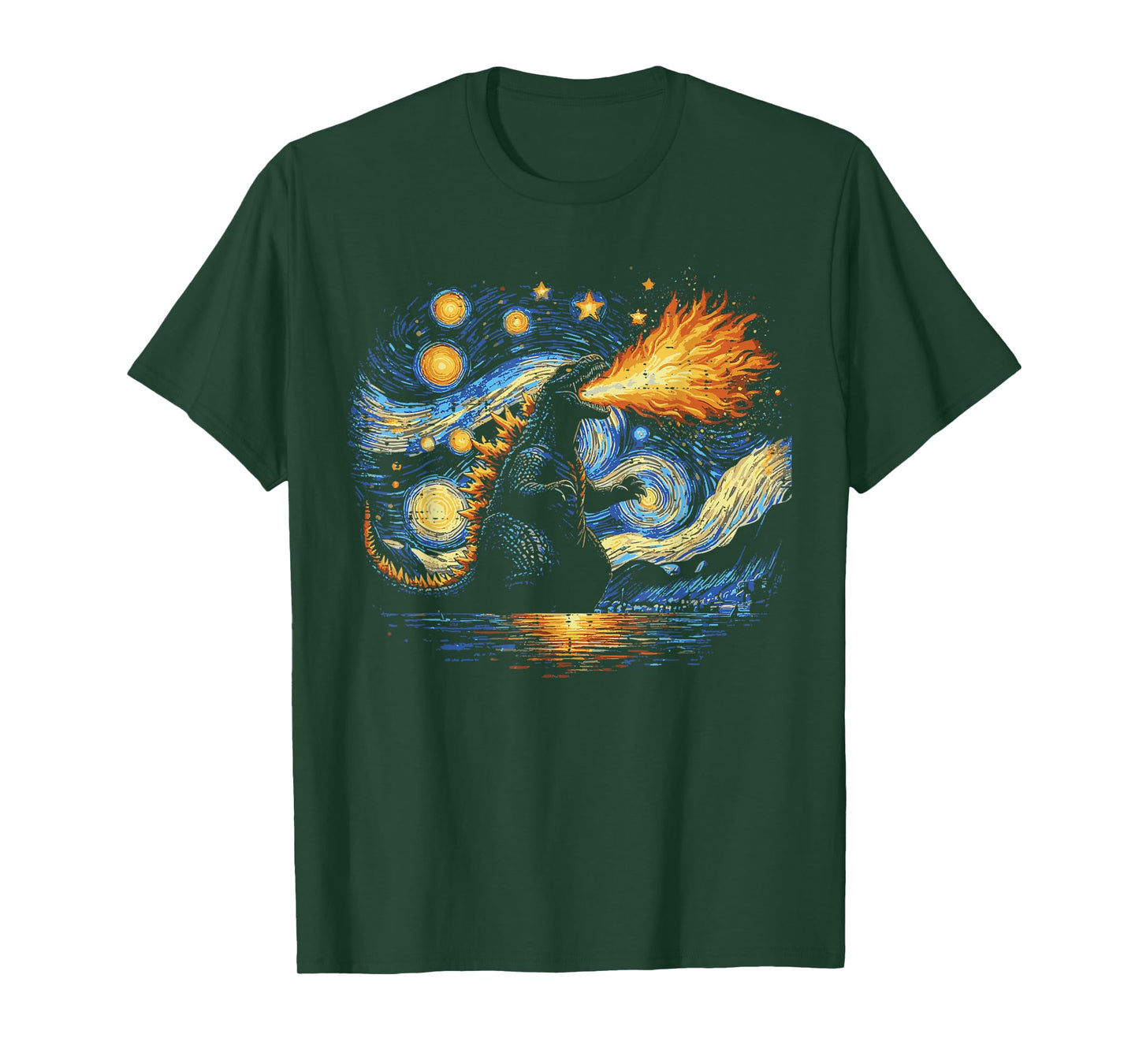 Japanese Starry Night Kaiju Funny Art Men Women Kids T-Shirt