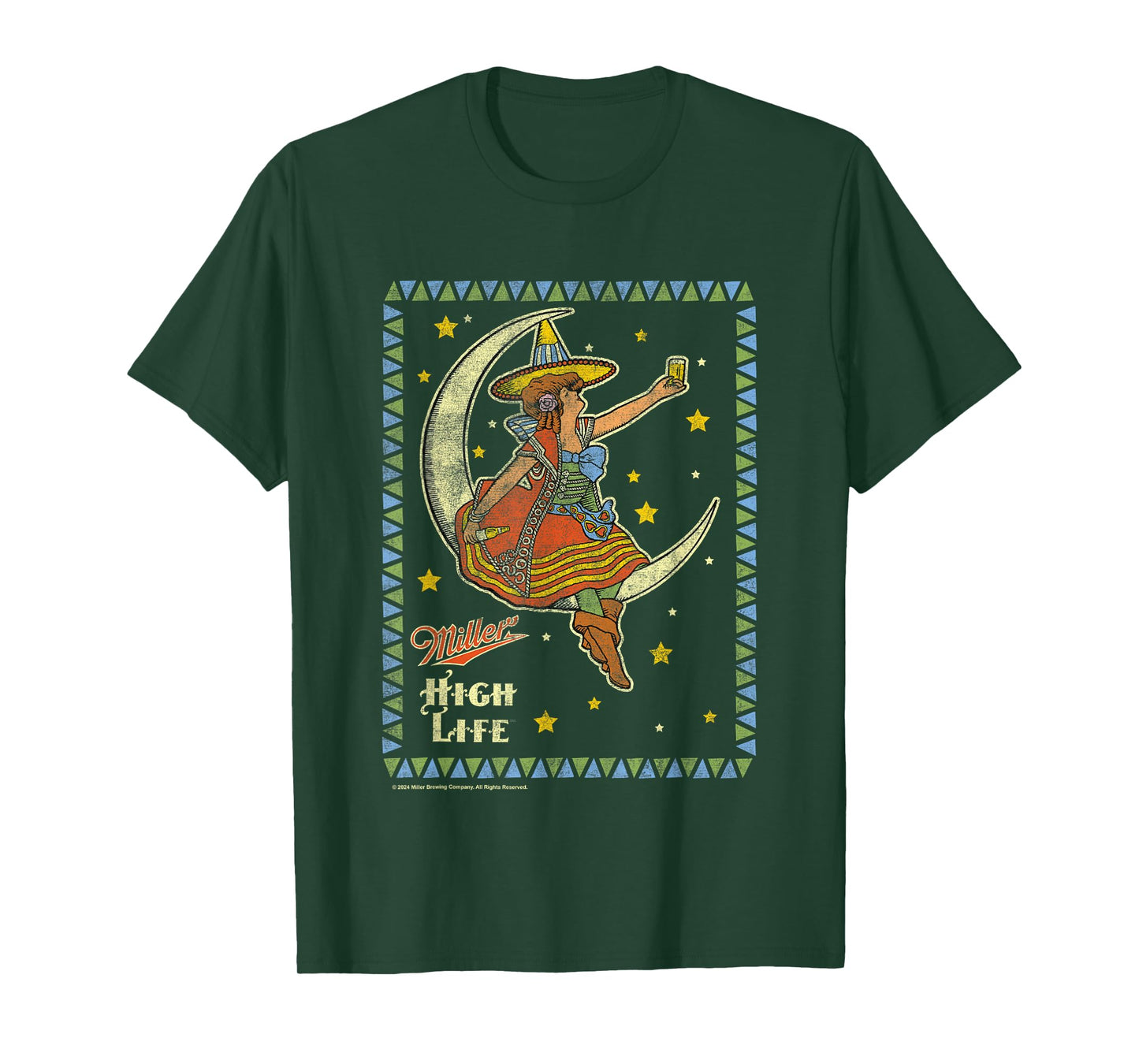 Miller High Life Girl On The Moon Vintage Stamp T-Shirt