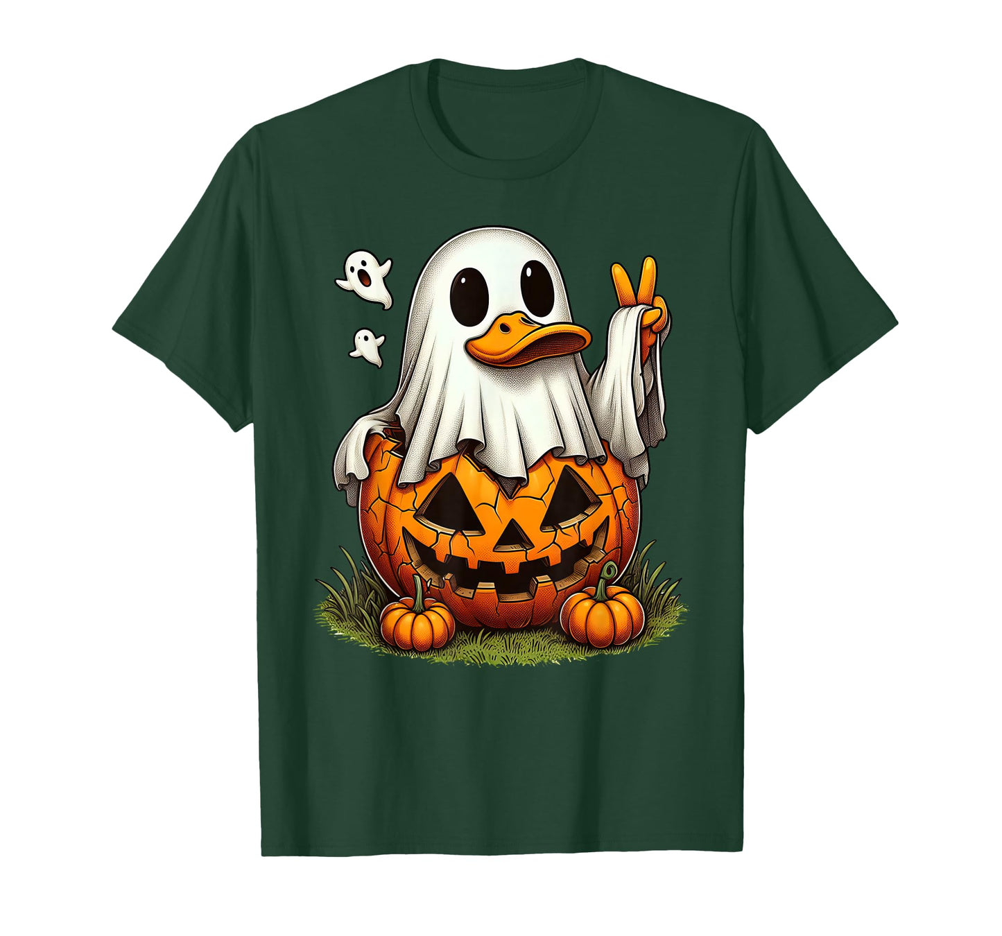 Funny Duck Boo Halloween Ghost Womens Mens Kids T-Shirt