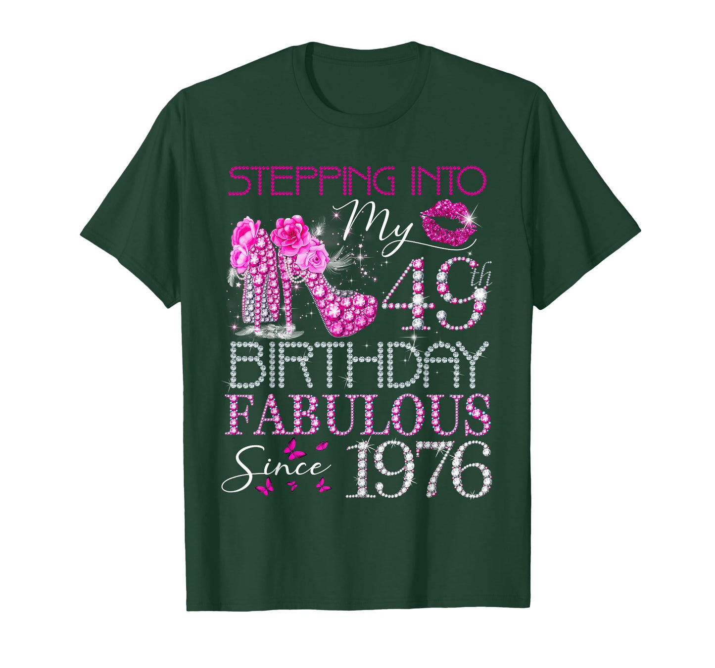 Womens Stepping Into My 49th Birthday Fabulous Since 1976 T-Shirt