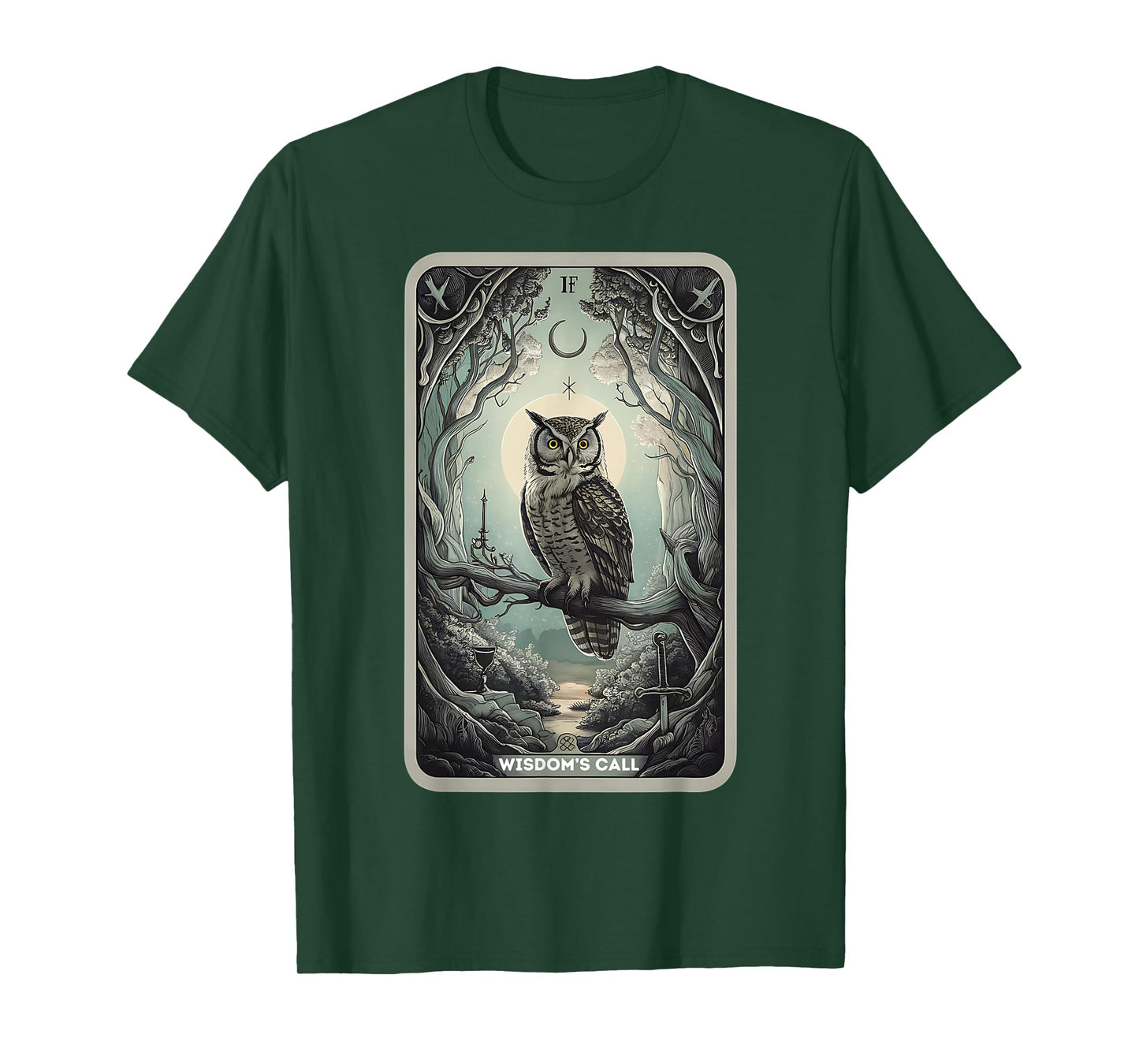 Tarot Card "Wisdom Call" Owls Lover Mystical Owl Tarot Card T-Shirt