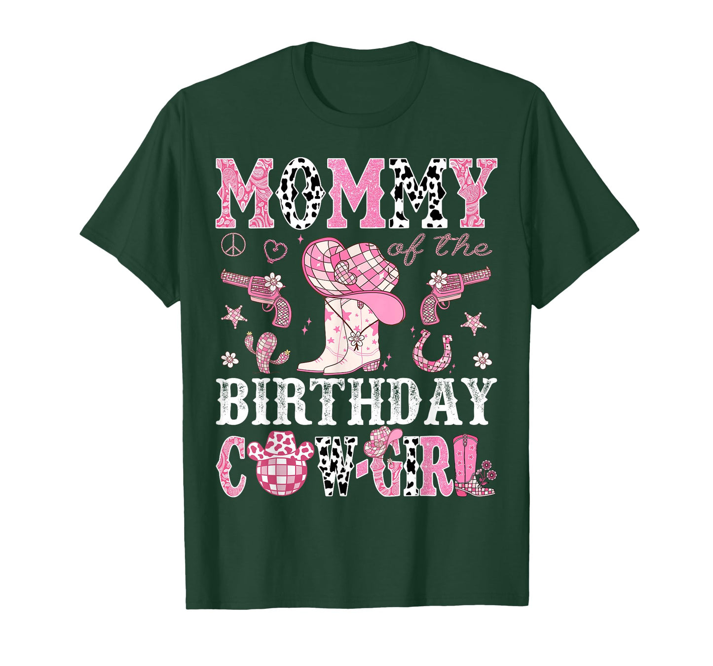 Mommy Of The Birthday Cow-Girl Pink Disco Rodeo Western T-Shirt