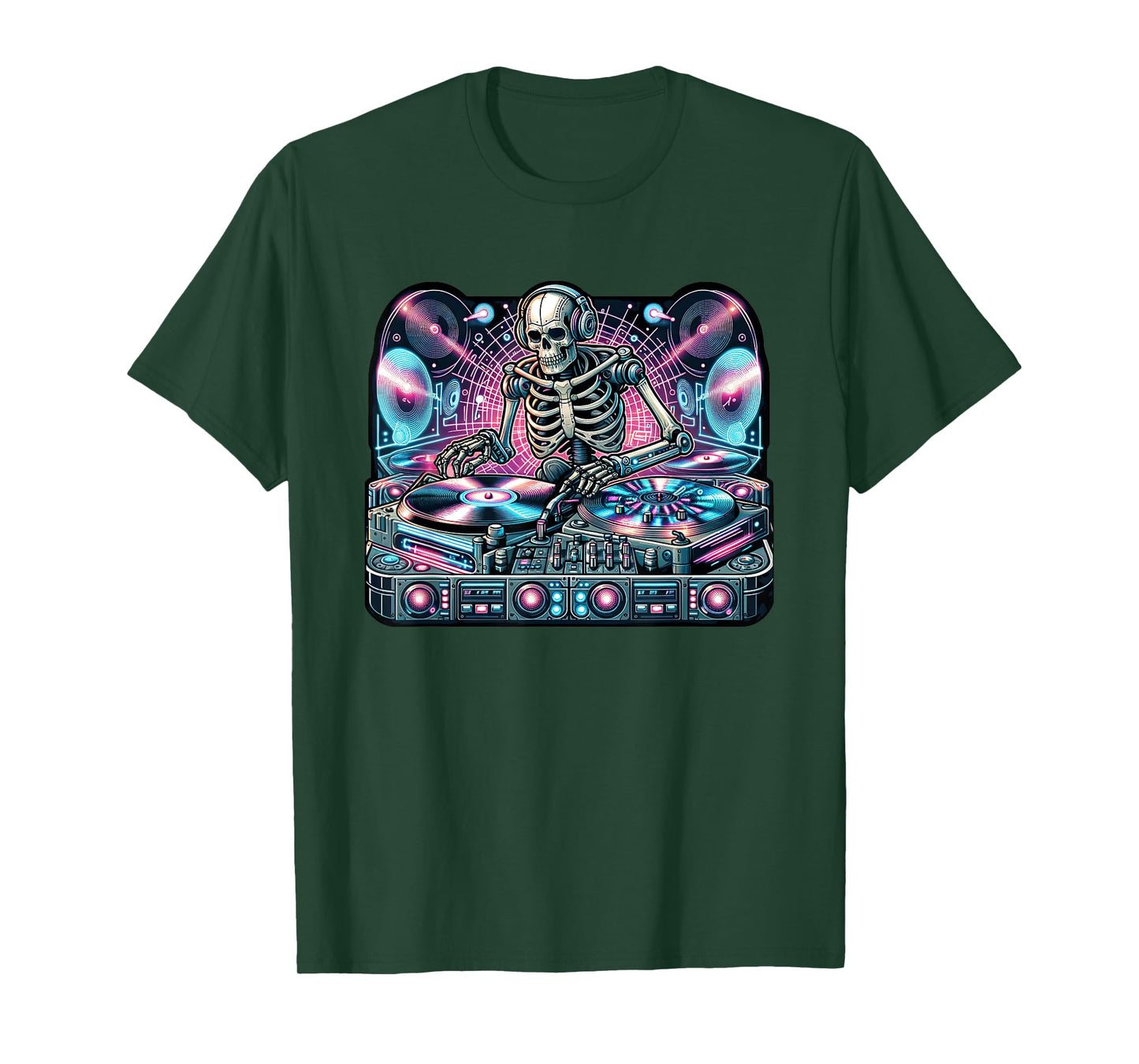 Cyberpunk Music DJ Robotic Skeleton Streetwear Spin Master T-Shirt