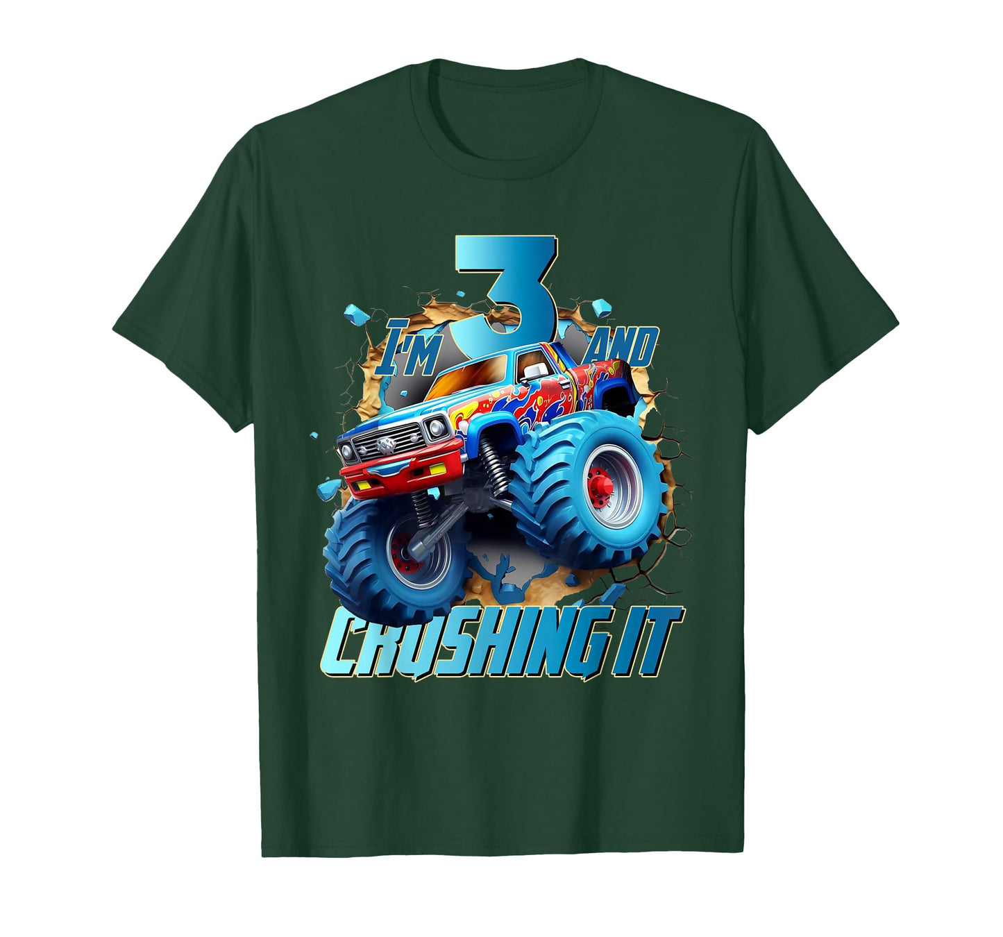 I'm Crushing it Monster Truck 3 Year Old Boys 3rd Birthday T-Shirt
