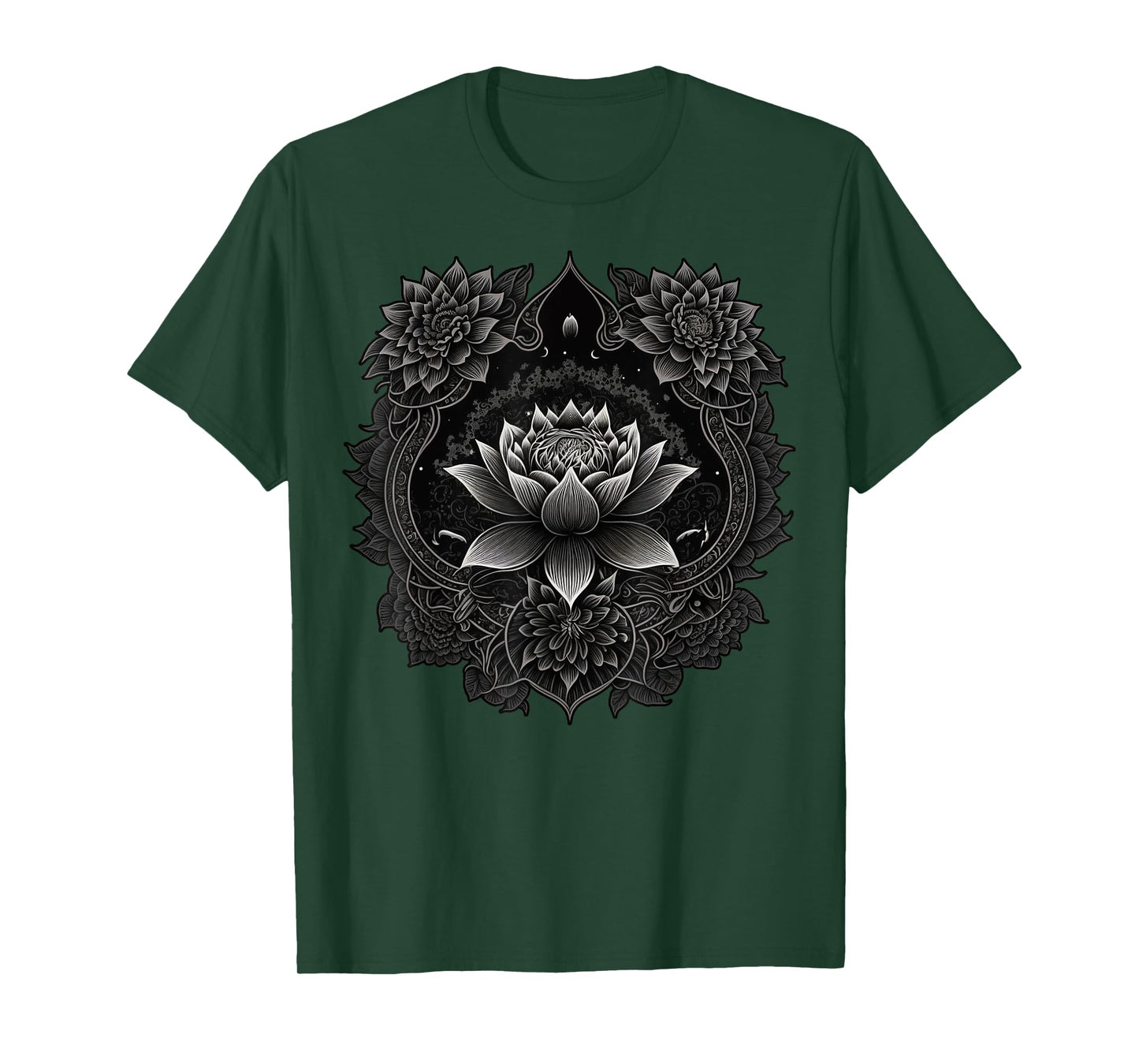 Spiritual Zen Lotus Flower on Mandala Lotus Flower T-Shirt