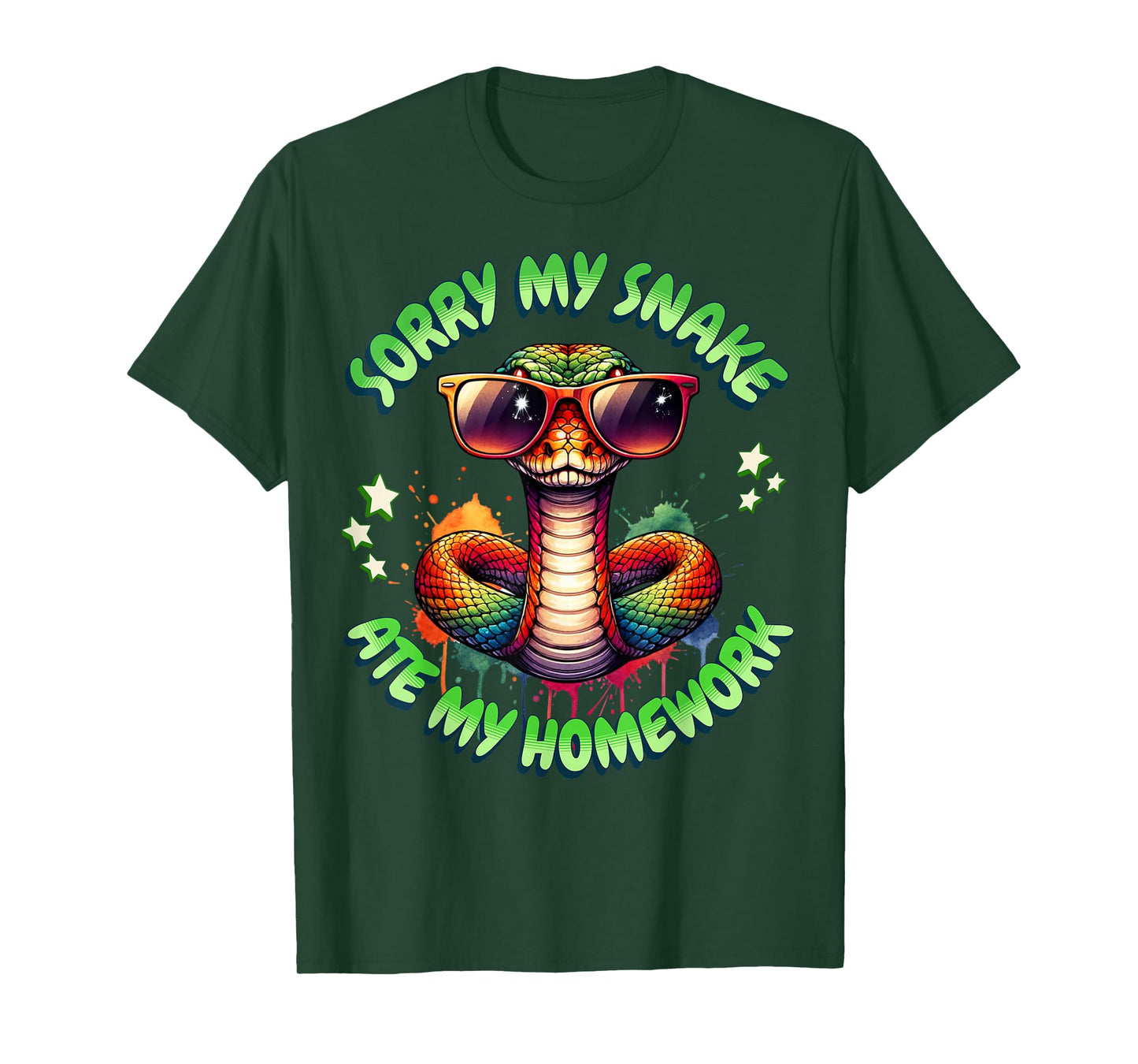 Snake Pun Sorry My Snake Ate My Homework Animal Humor Kids T-Shirt