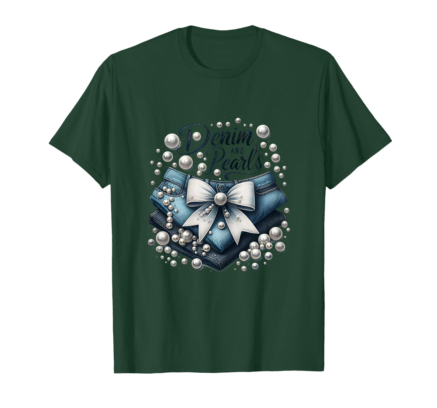 Pearls & Denim 2025 Outfit for Stylish Women T-Shirt