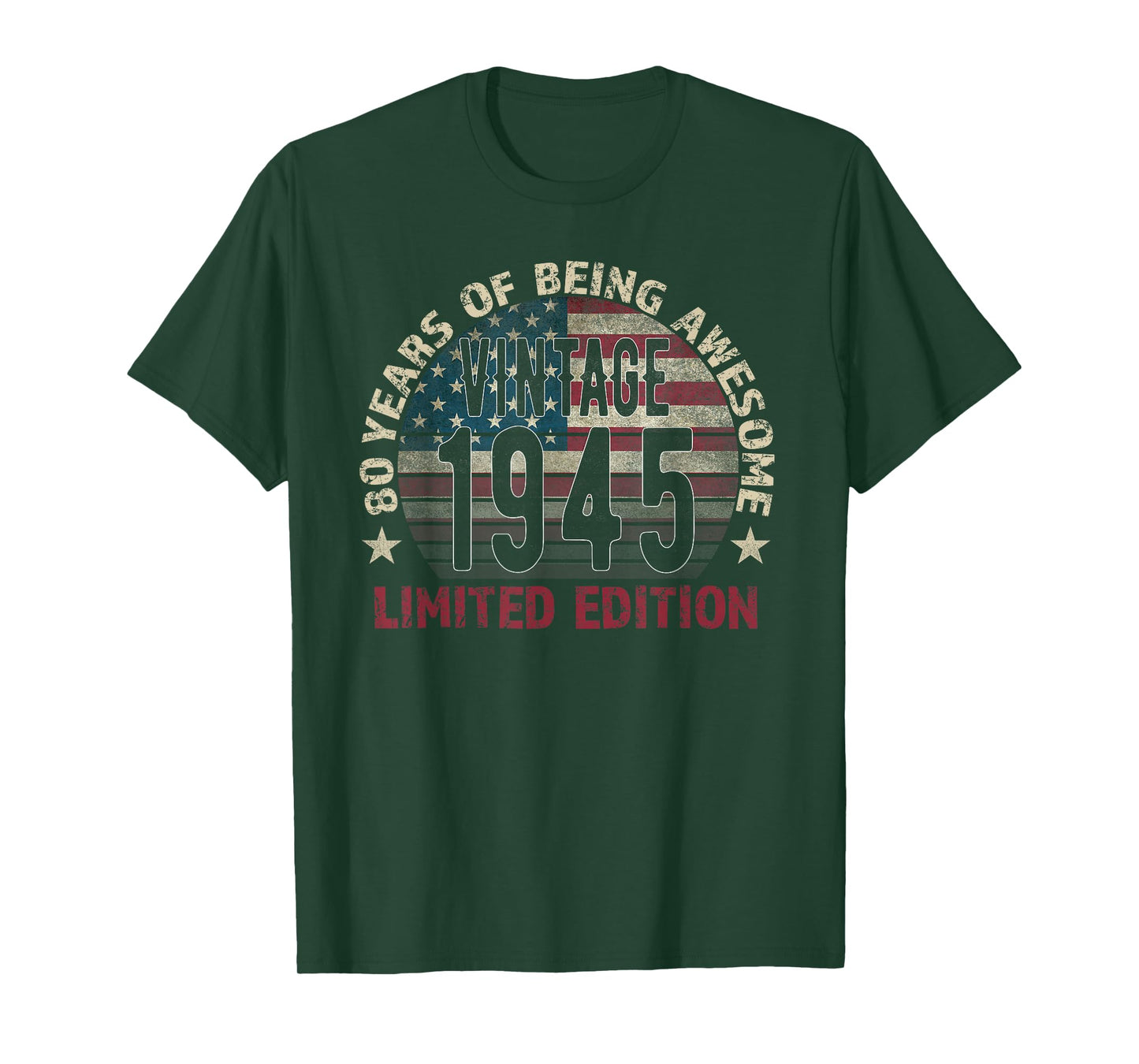 80th Birthday Gift men Vintage born 1945 turning 80 Year Old T-Shirt