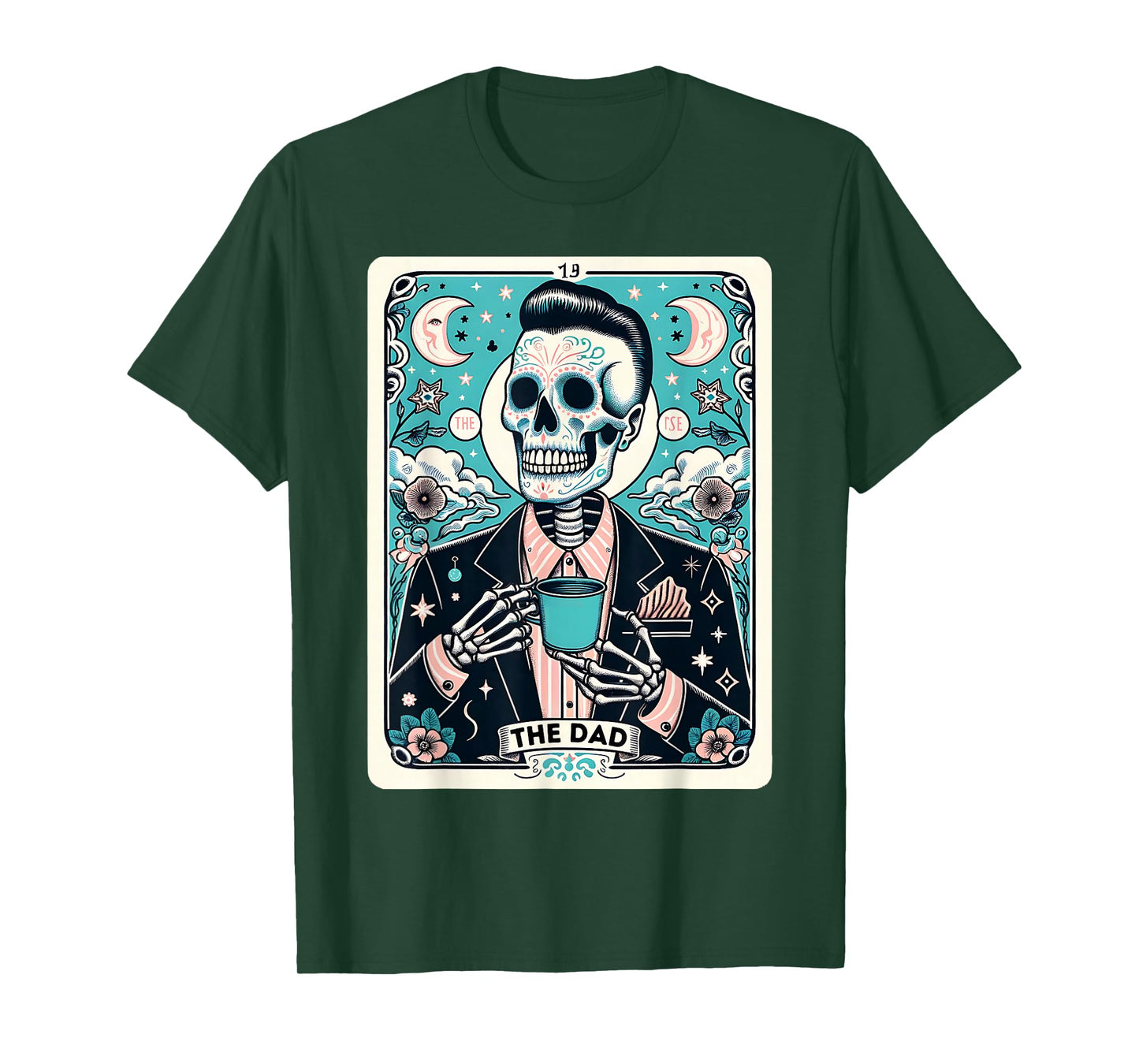 The Dad Skull Tarot Card Dad Skeleton Fathers Day Witch Dad T-Shirt
