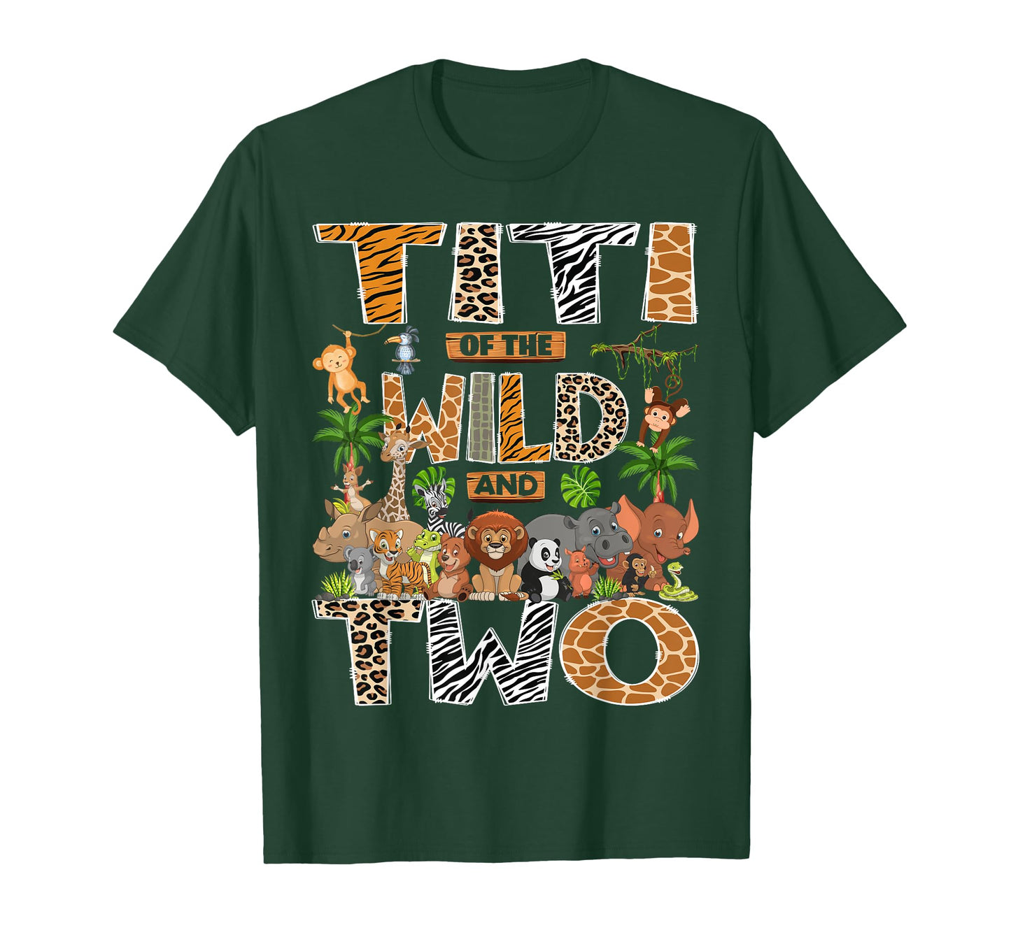 Titi Of The Wild & Two 2Nd Birthday Boy Safari Jungle T-Shirt
