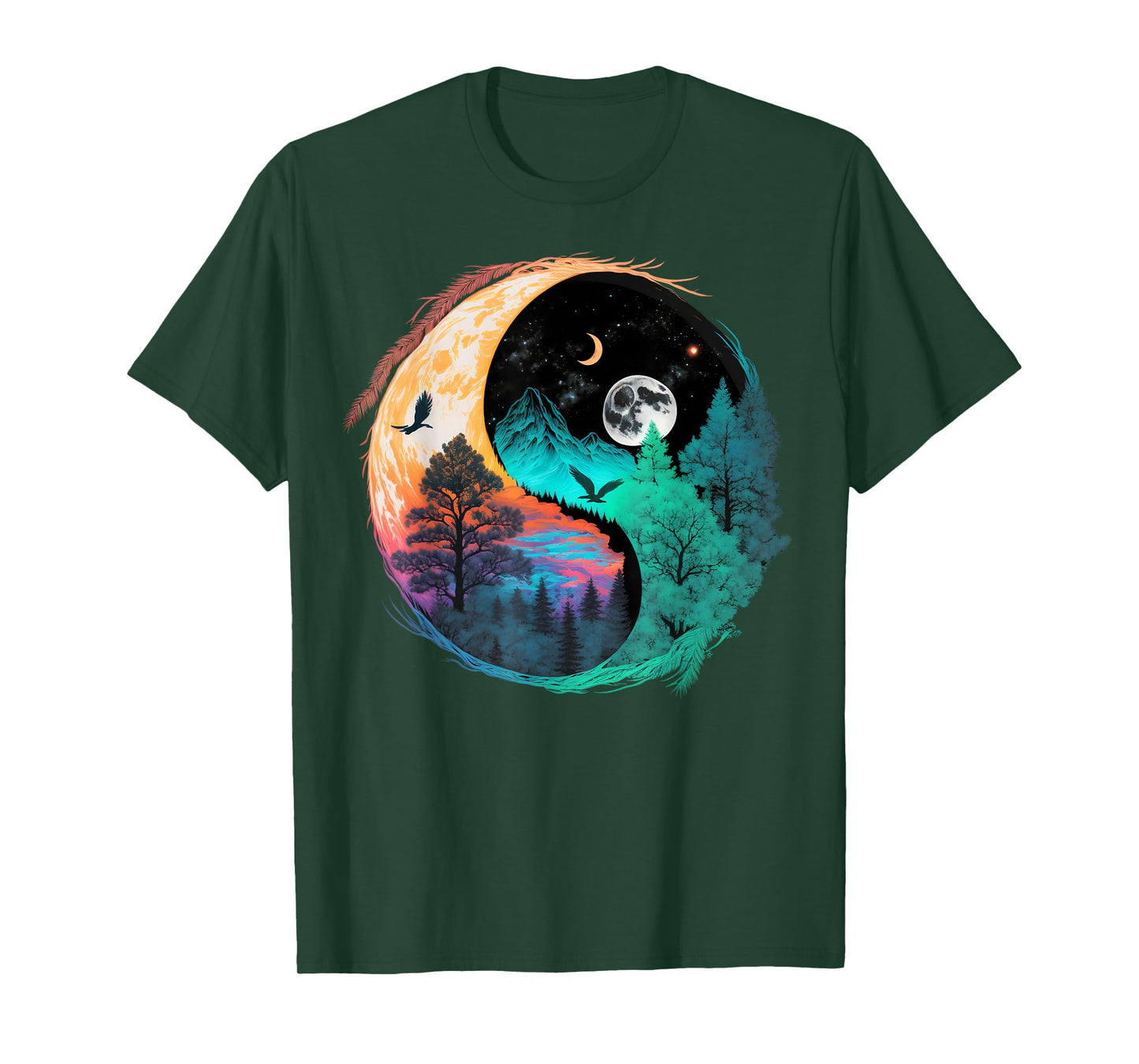 Meditation Taoism Yin Yang Symbol on Nature Taijitu Yin Yang T-Shirt