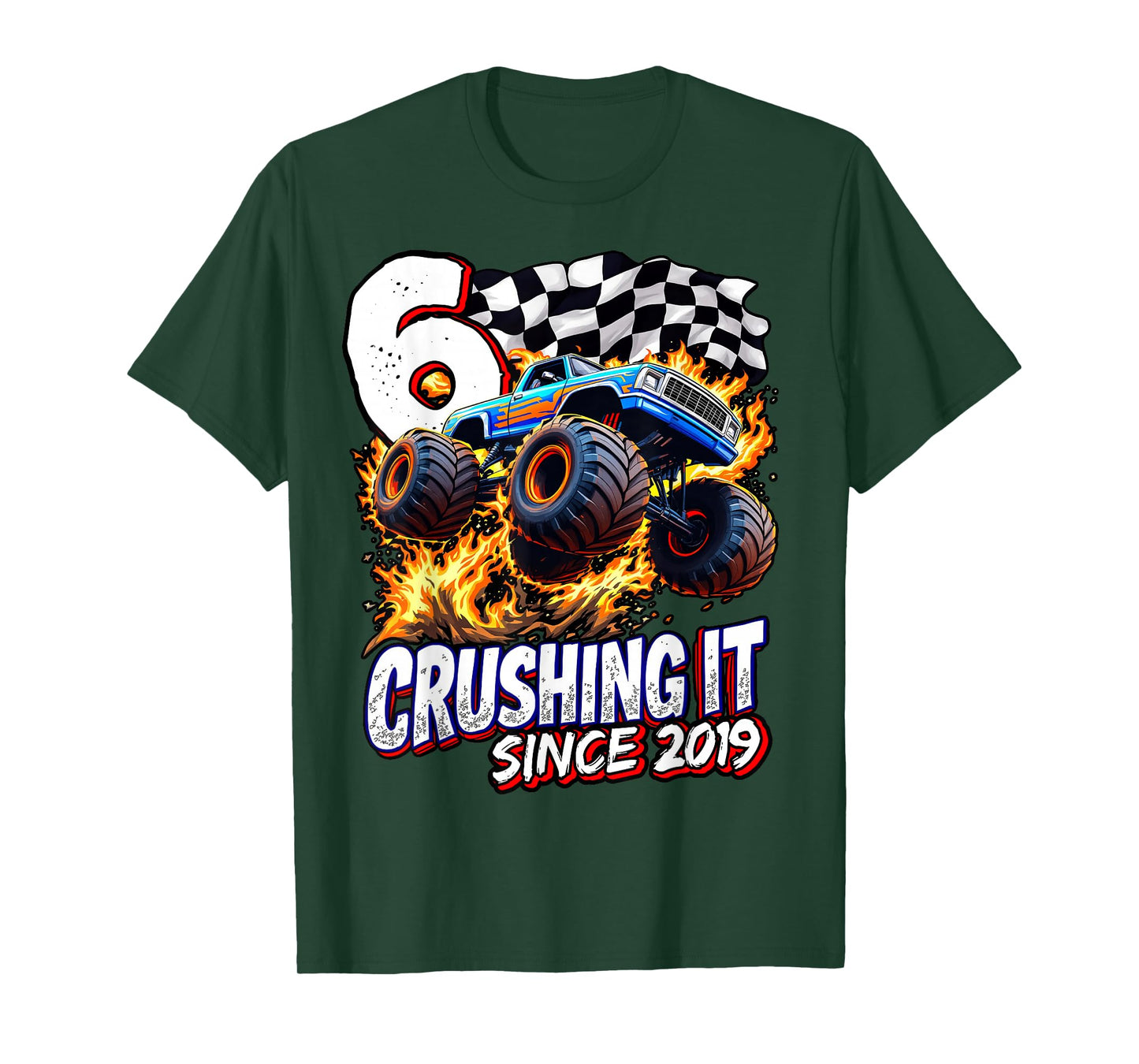 Birthday Monster Truck 6 year Old Boys 6th Party Born 2019 T-Shirt