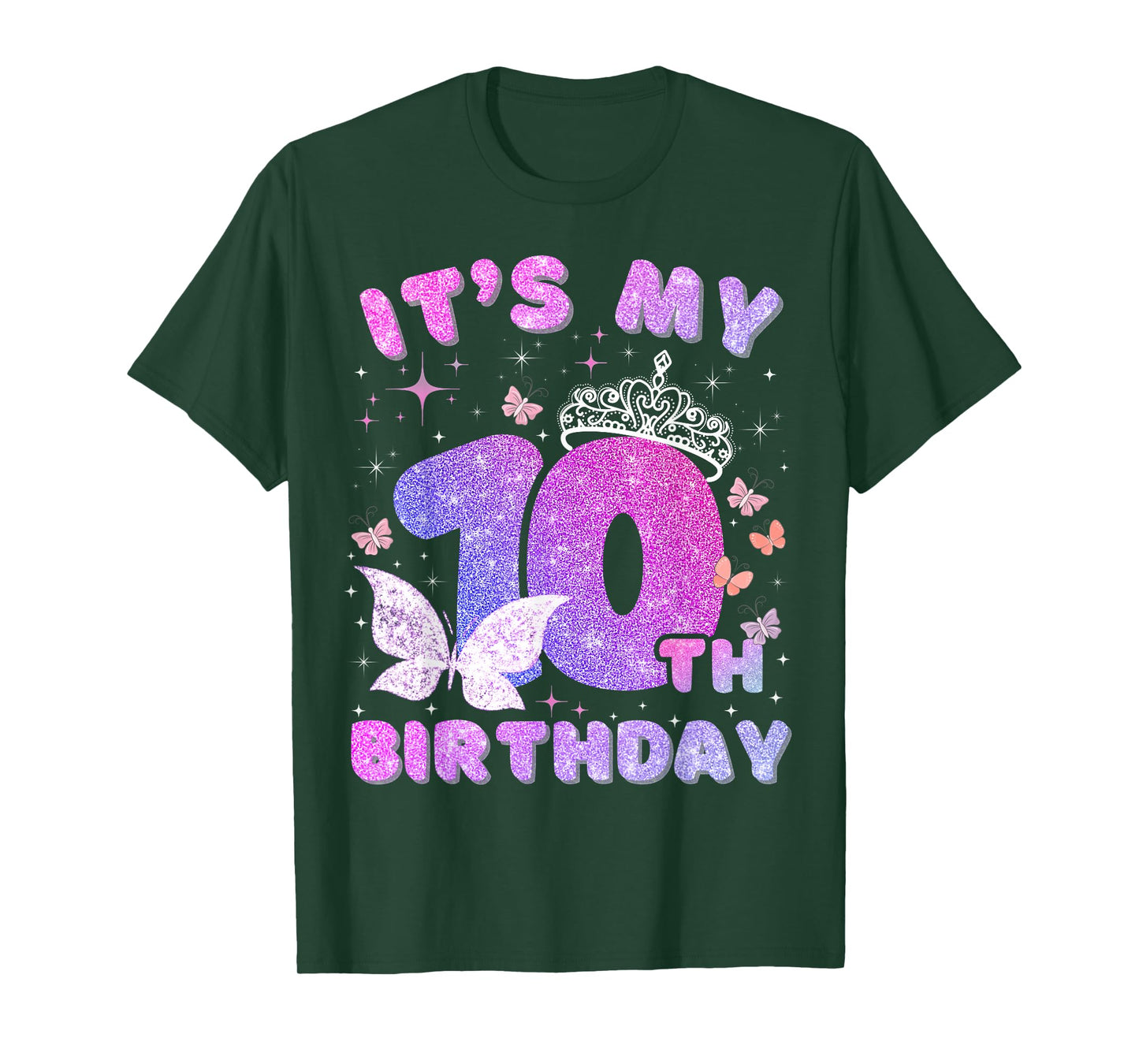 Kids 10 Years Princess Butterfly Its My 10th Birthday Girls T-Shirt