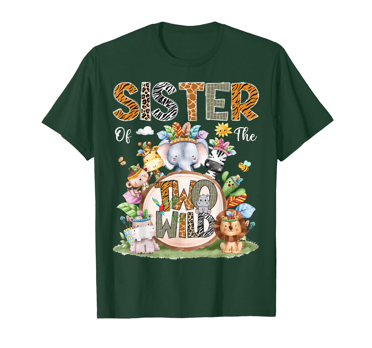 Sister Of The Two Wild 2Nd Birthday Animal Safari Tribal T-Shirt