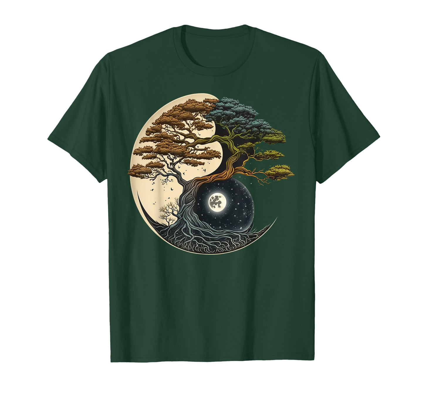 Yin Yang Miniature Tree of Life on Buddhist Bonsai Tree T-Shirt
