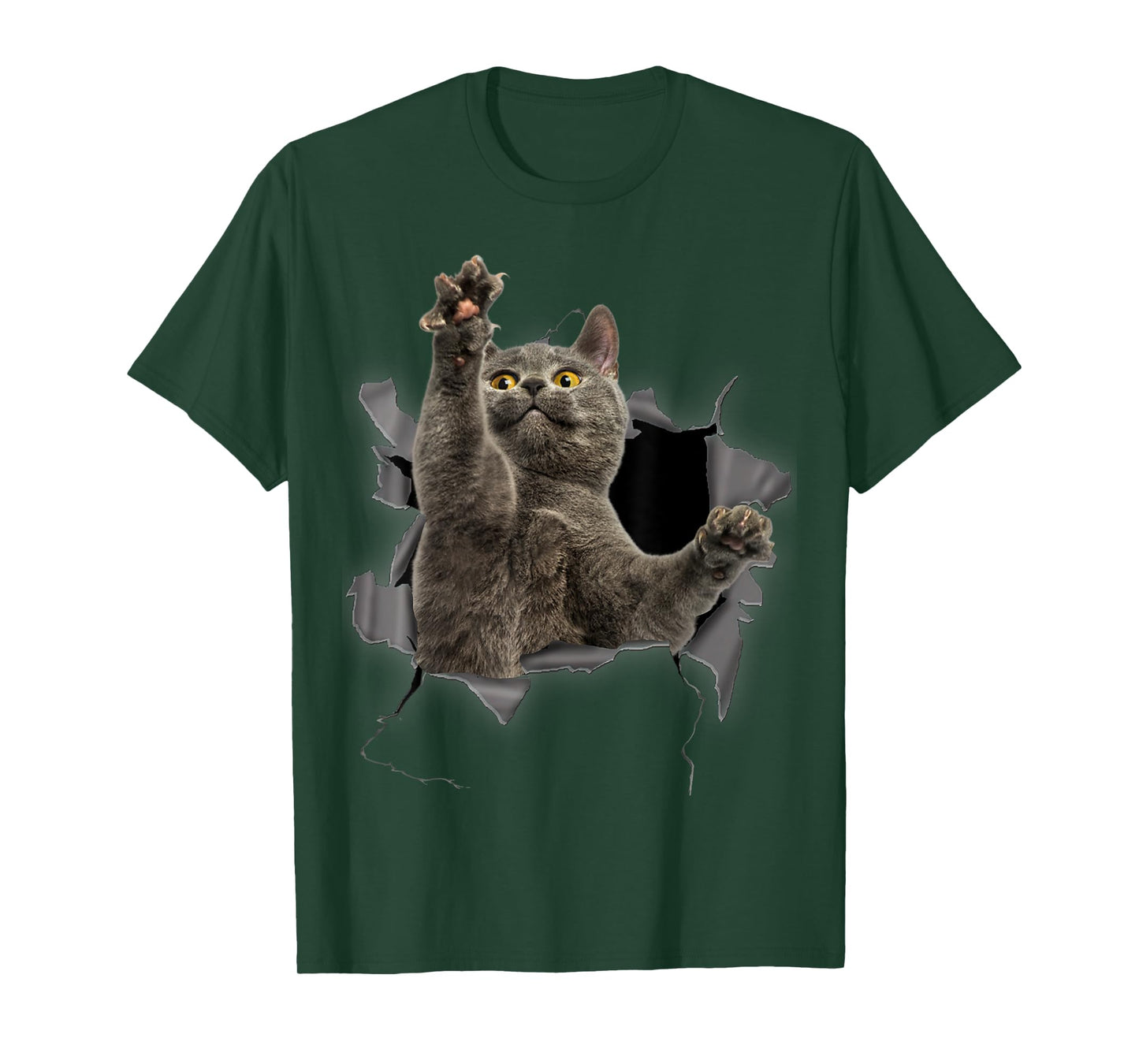 Grey Cat Torn Cloth Funny Gifts Cat Dad, Cat Mom, Cat Lover T-Shirt