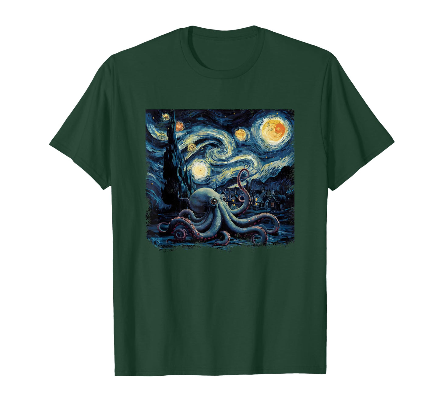 Starry Night Van Gogh Painting Octopus Lover T-Shirt