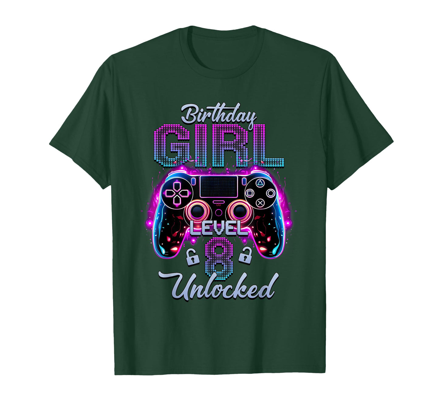 Gamer Girl Level 8 Unlocked Video Gaming 8th Birthday Gifts T-Shirt