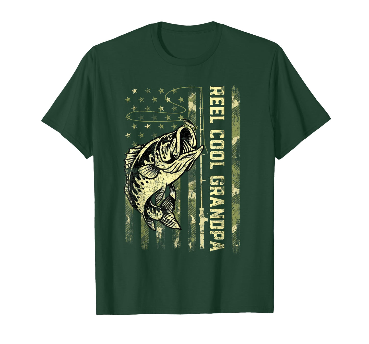 Reel Cool Grandpa Fisherman Camouflage Father's Day T-Shirt