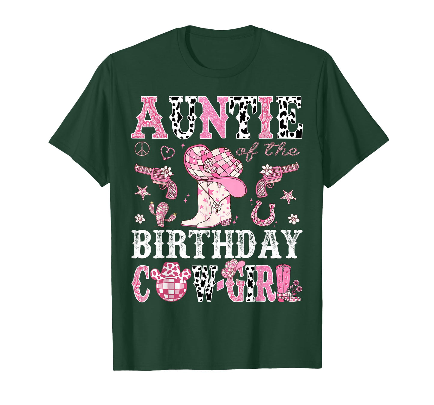Auntie Of The Birthday Cow-Girl Pink Disco Rodeo Western T-Shirt