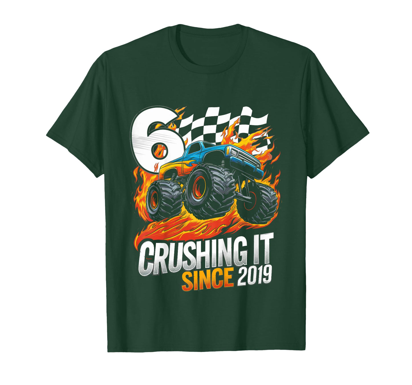 Kids Birthday 6 Years Old Boys Monster Truck Born 2019 6th Party T-Shirt
