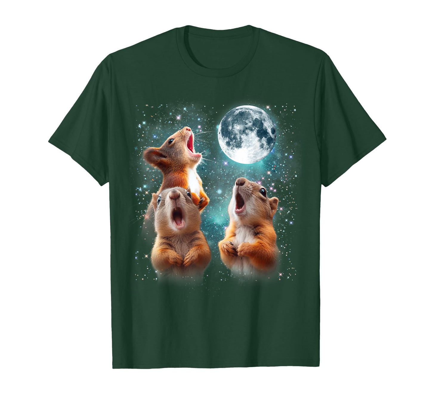 3 Squirrel Moon Howling Squirrel Head Funny For Men Women T-Shirt