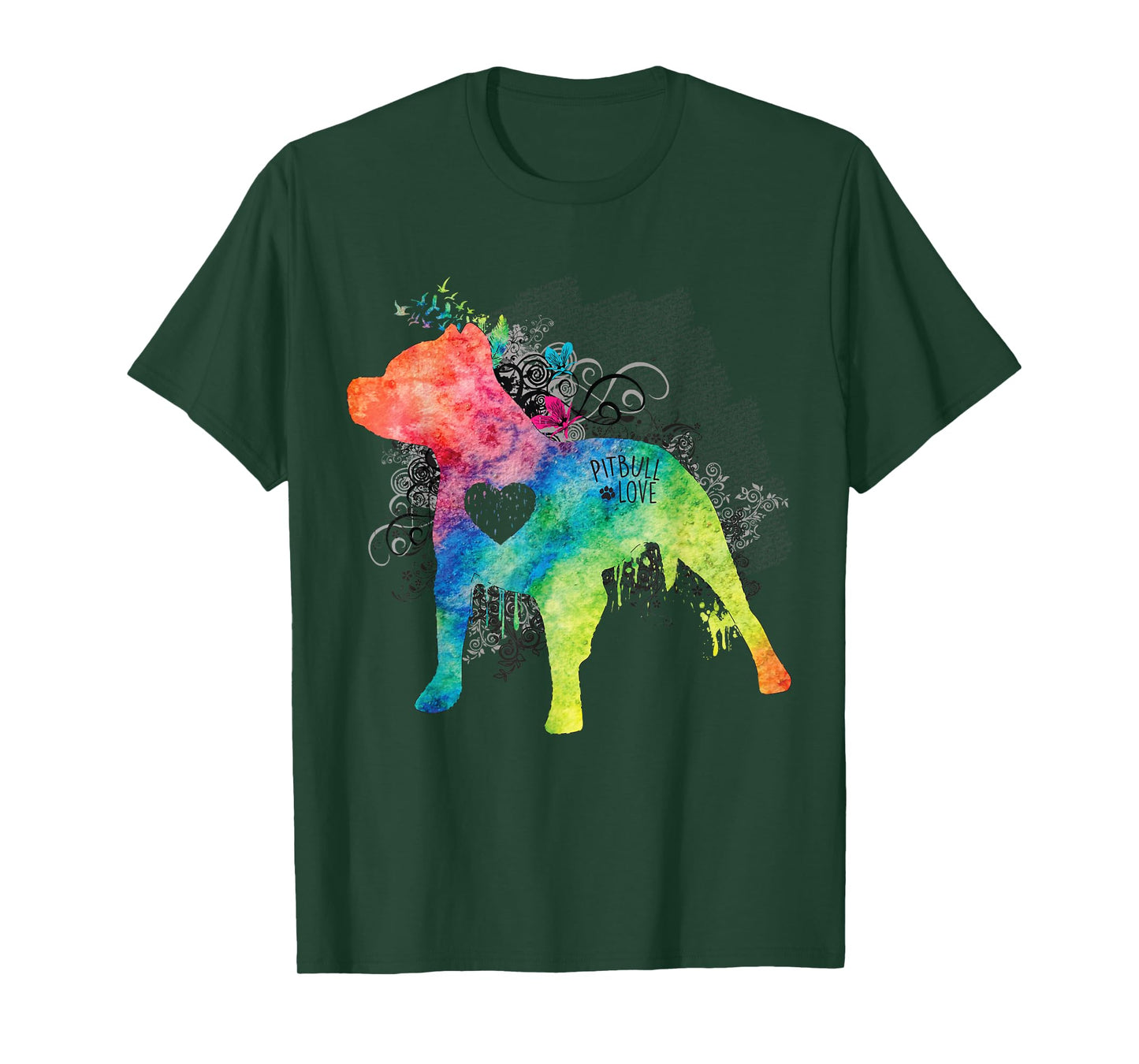 Pitbull Love Watercolor Zen T-Shirt - Pit bull Tee Shirt T-Shirt